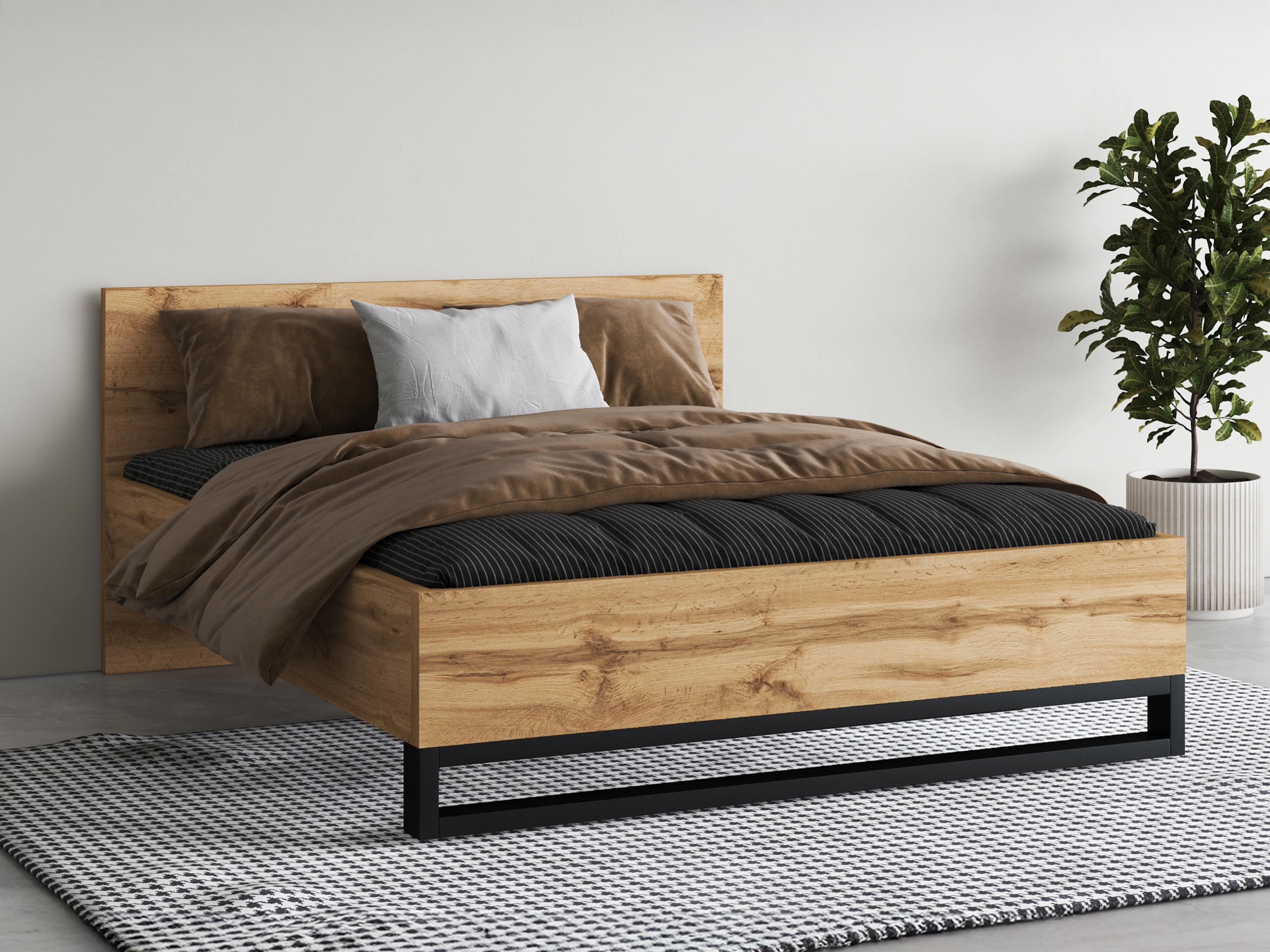 Bed Avicavu 118 (Wotan Oak + Black)
