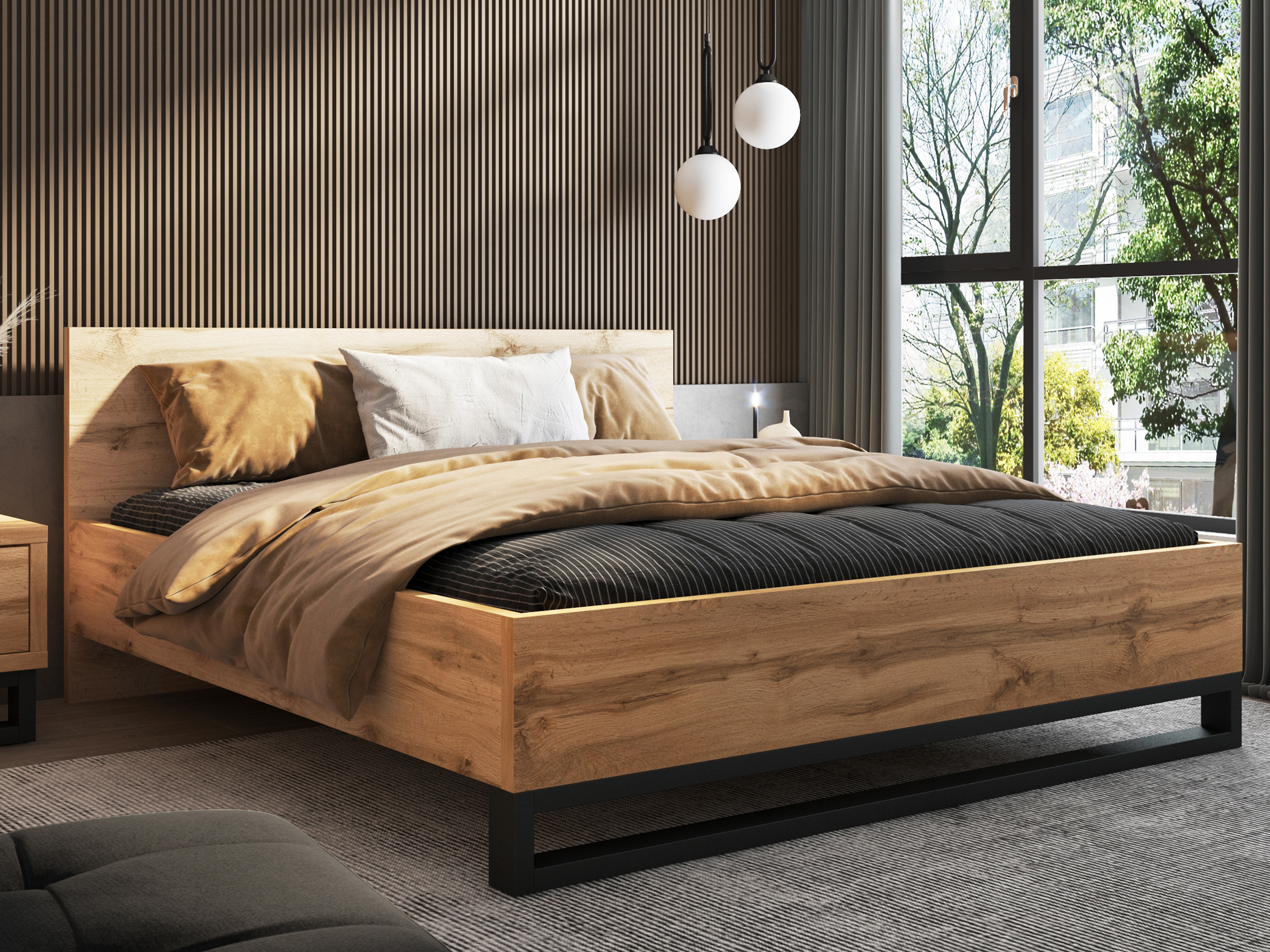 Bed Avicavu 118 (Wotan Oak + Black)