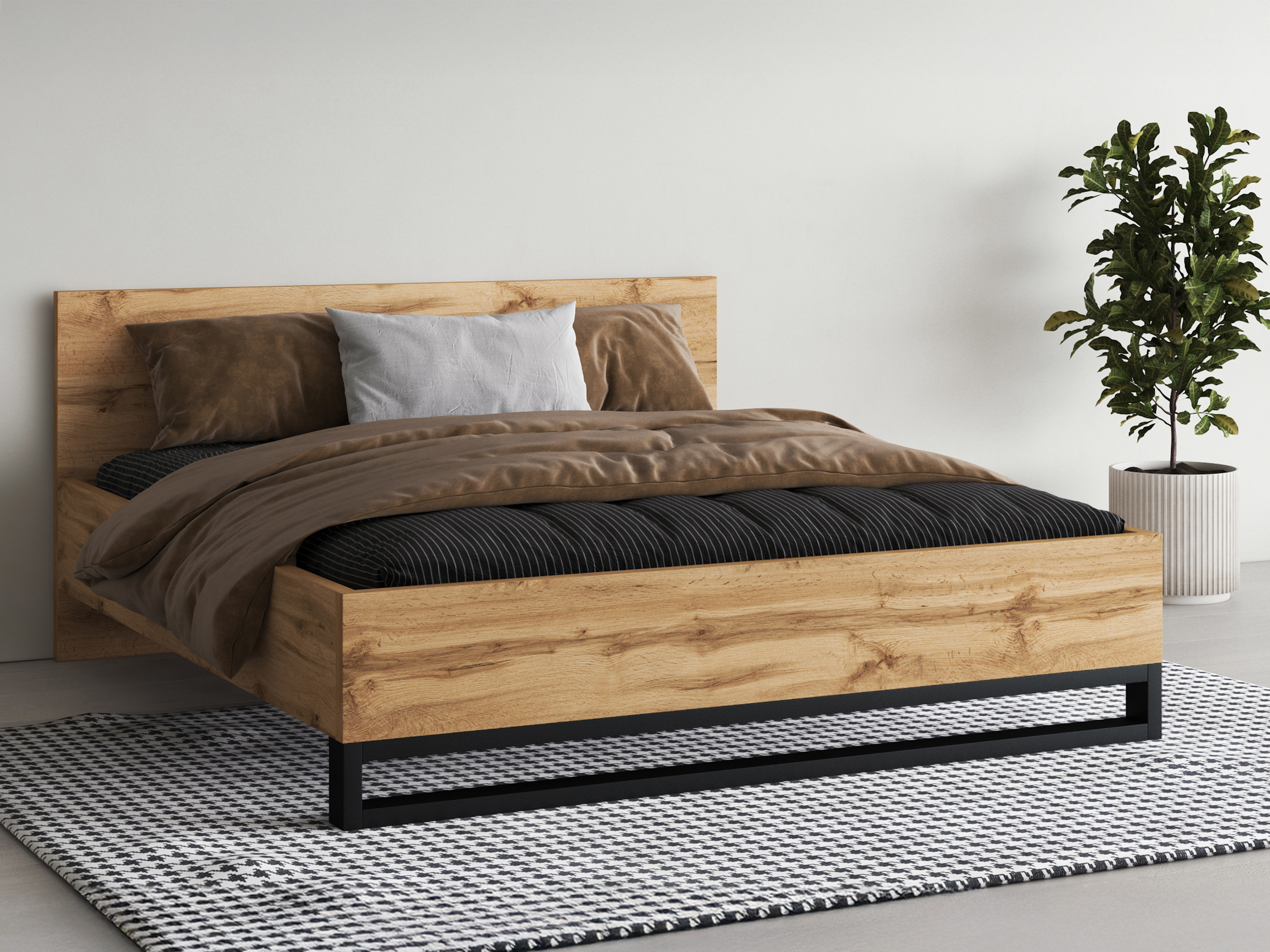 Bed Avicavu 118 (Wotan Oak + Black)
