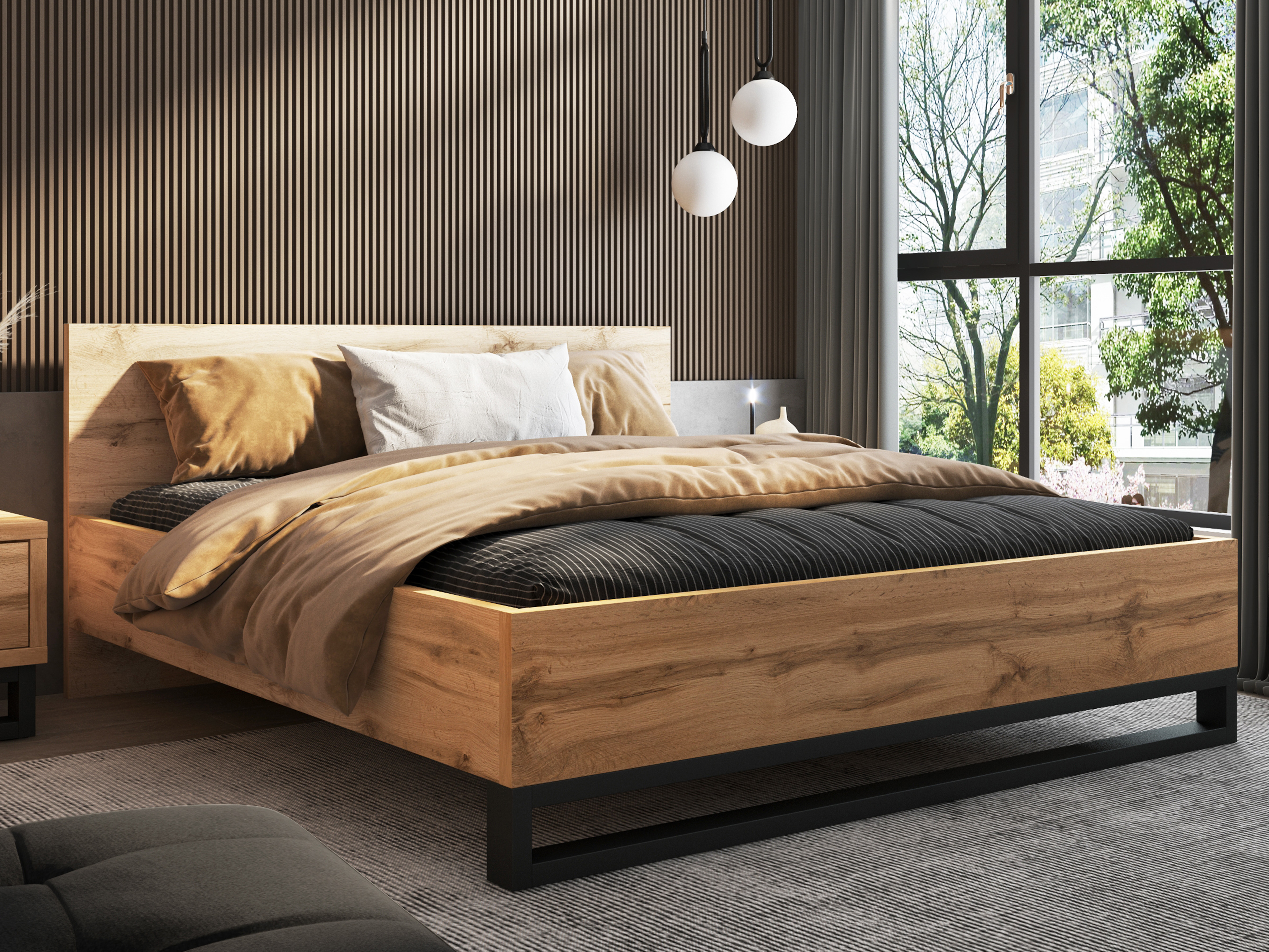 Bed Avicavu 118 (Wotan Oak + Black)
