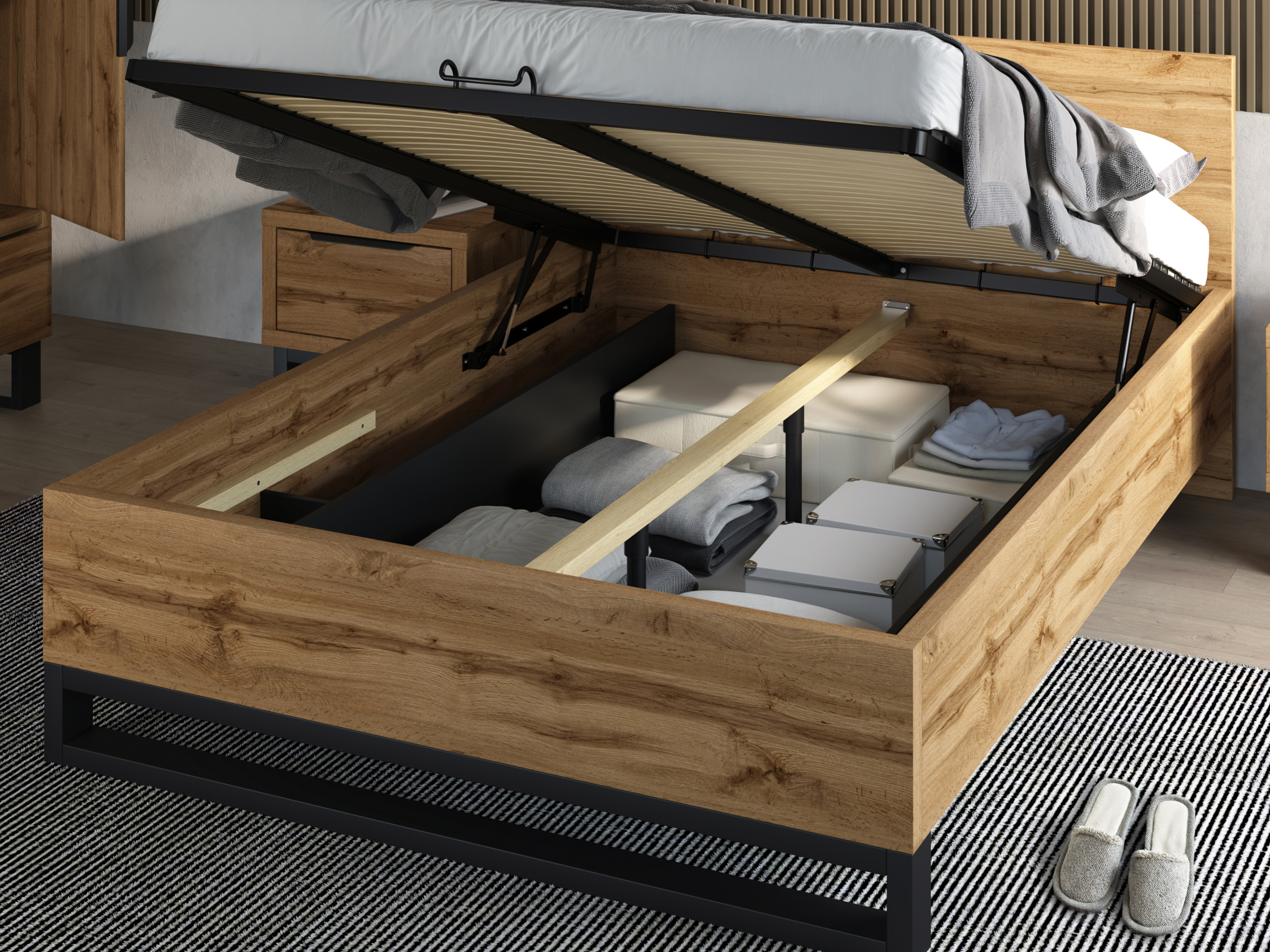 Bed Avicavu 118 (Wotan Oak + Black)