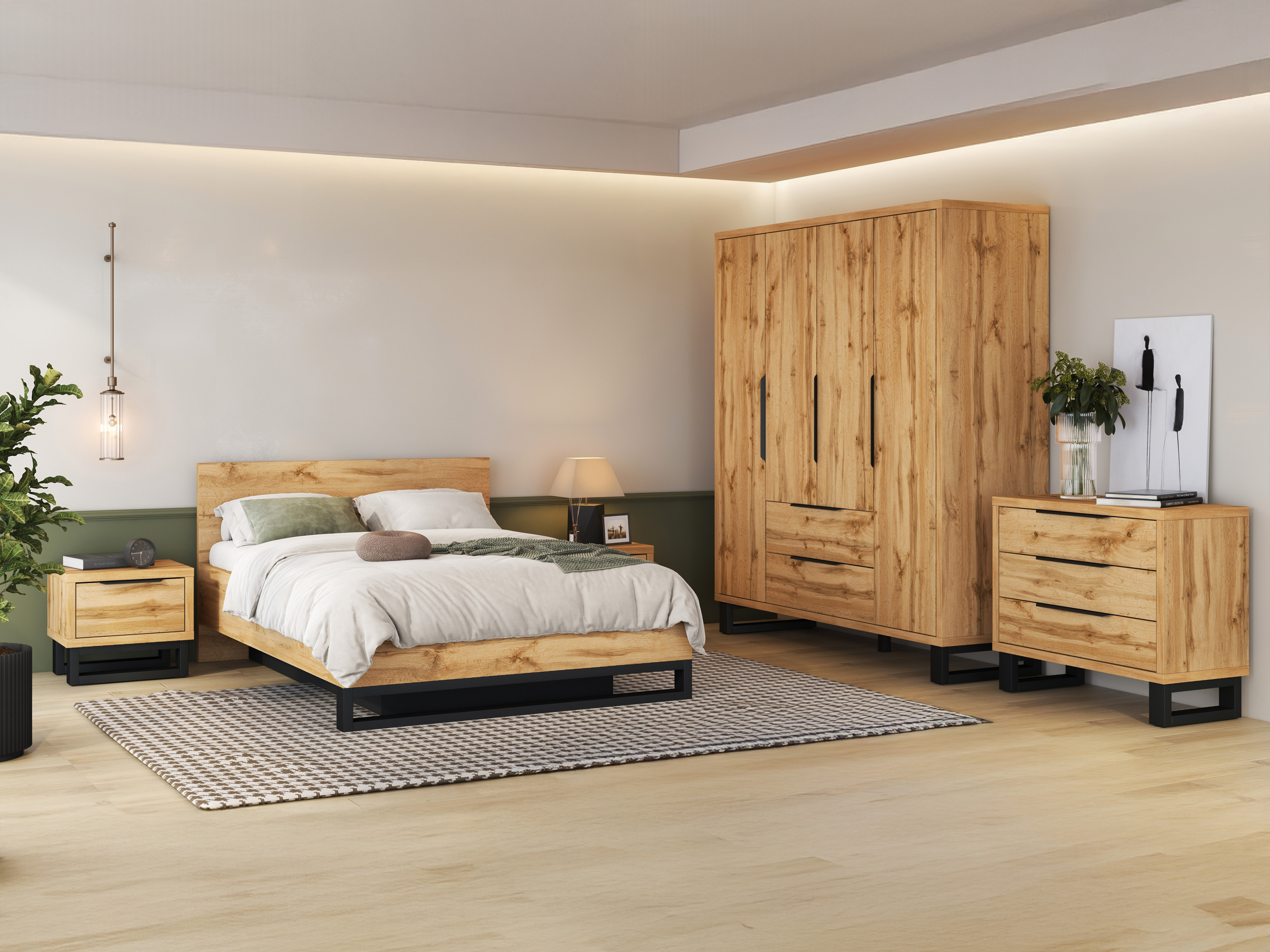 Bed Avicavu 118 (Wotan Oak + Black)