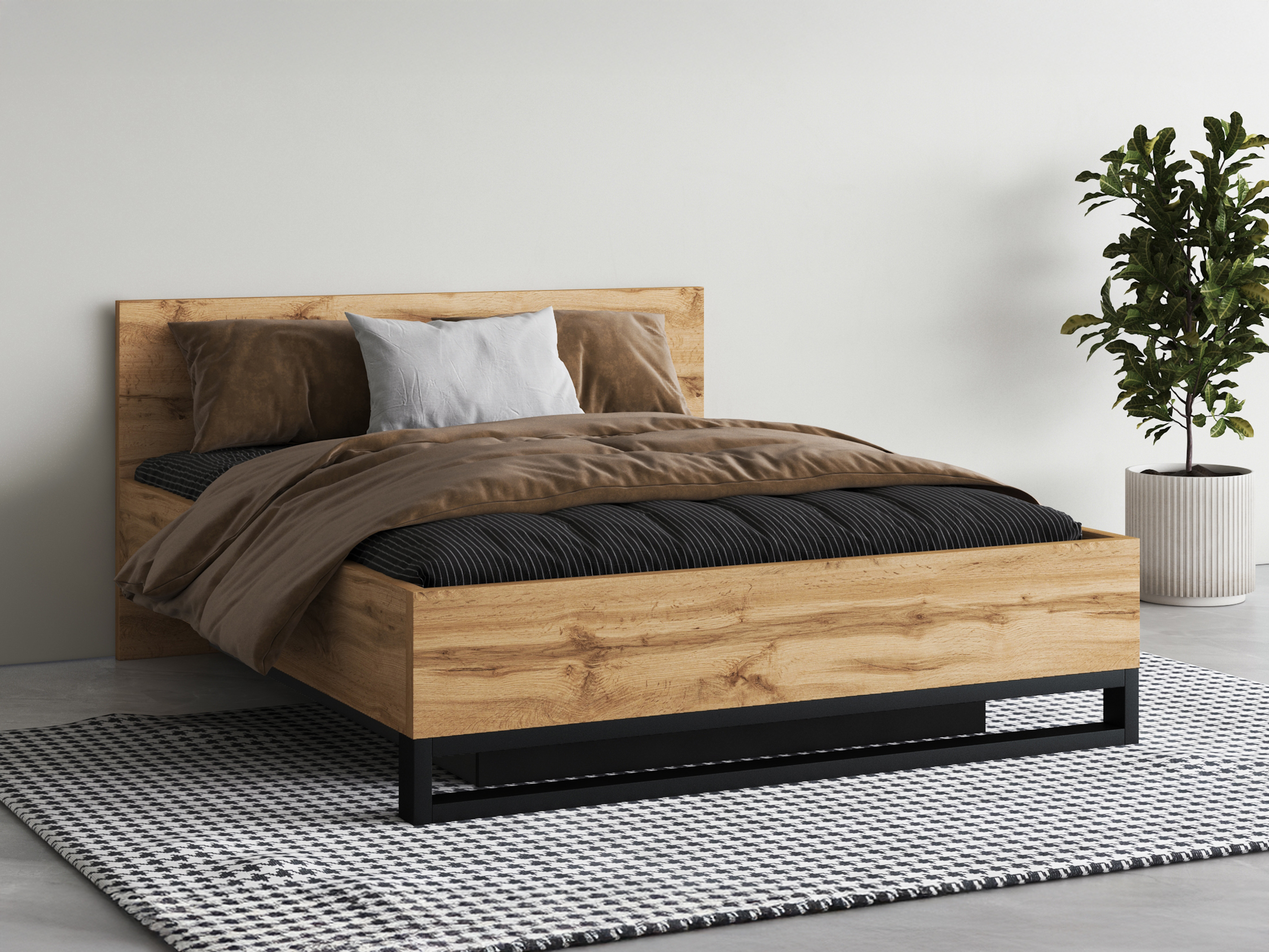 Bed Avicavu 118 (Wotan Oak + Black)