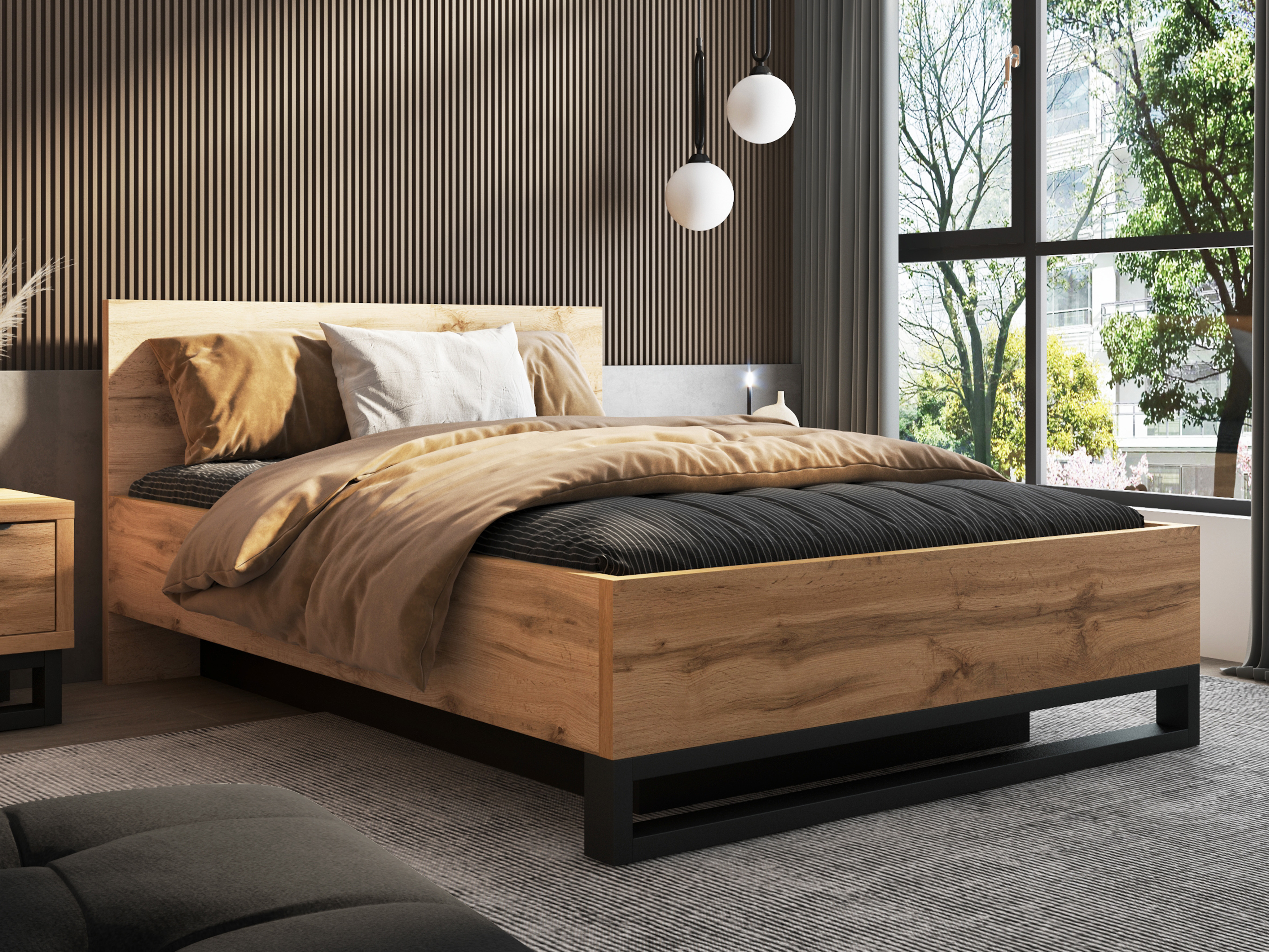 Bed Avicavu 118 (Wotan Oak + Black)