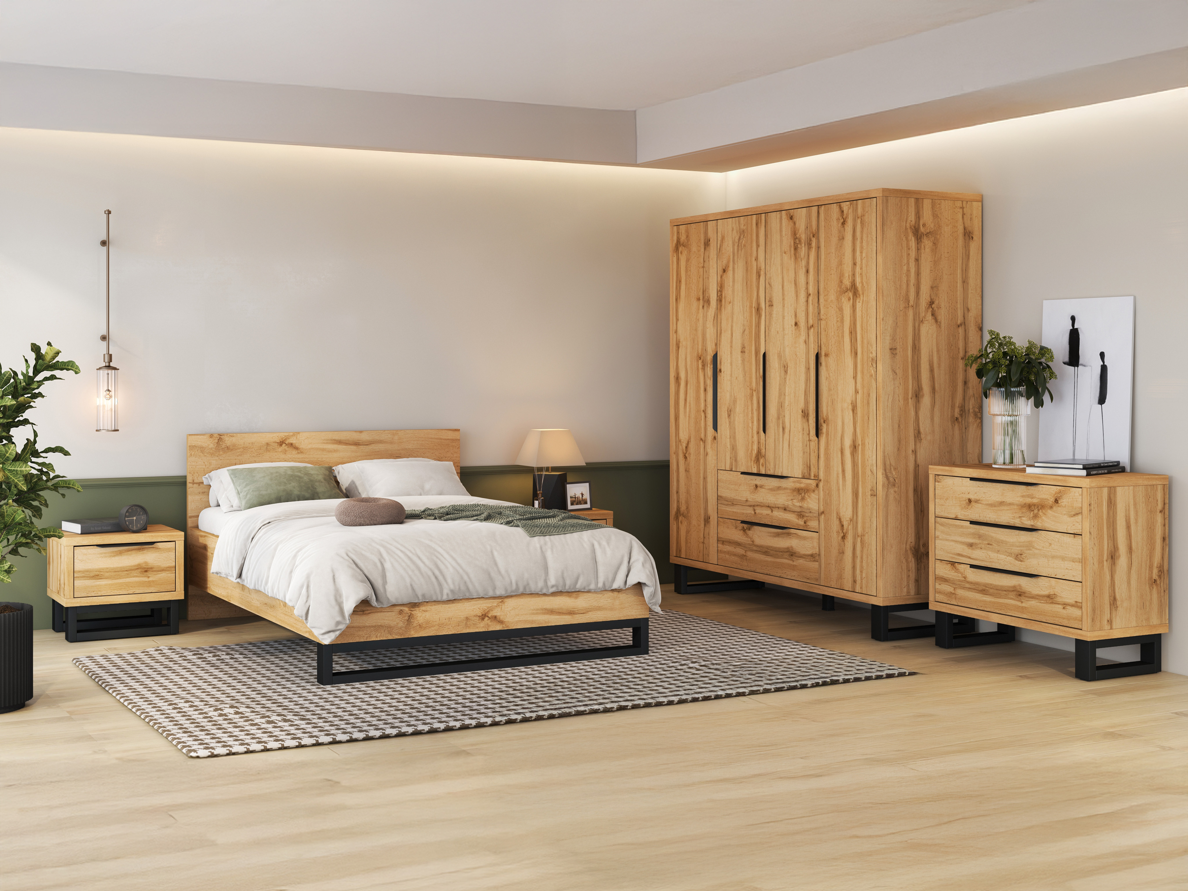 Bed Avicavu 118 (Wotan Oak + Black)