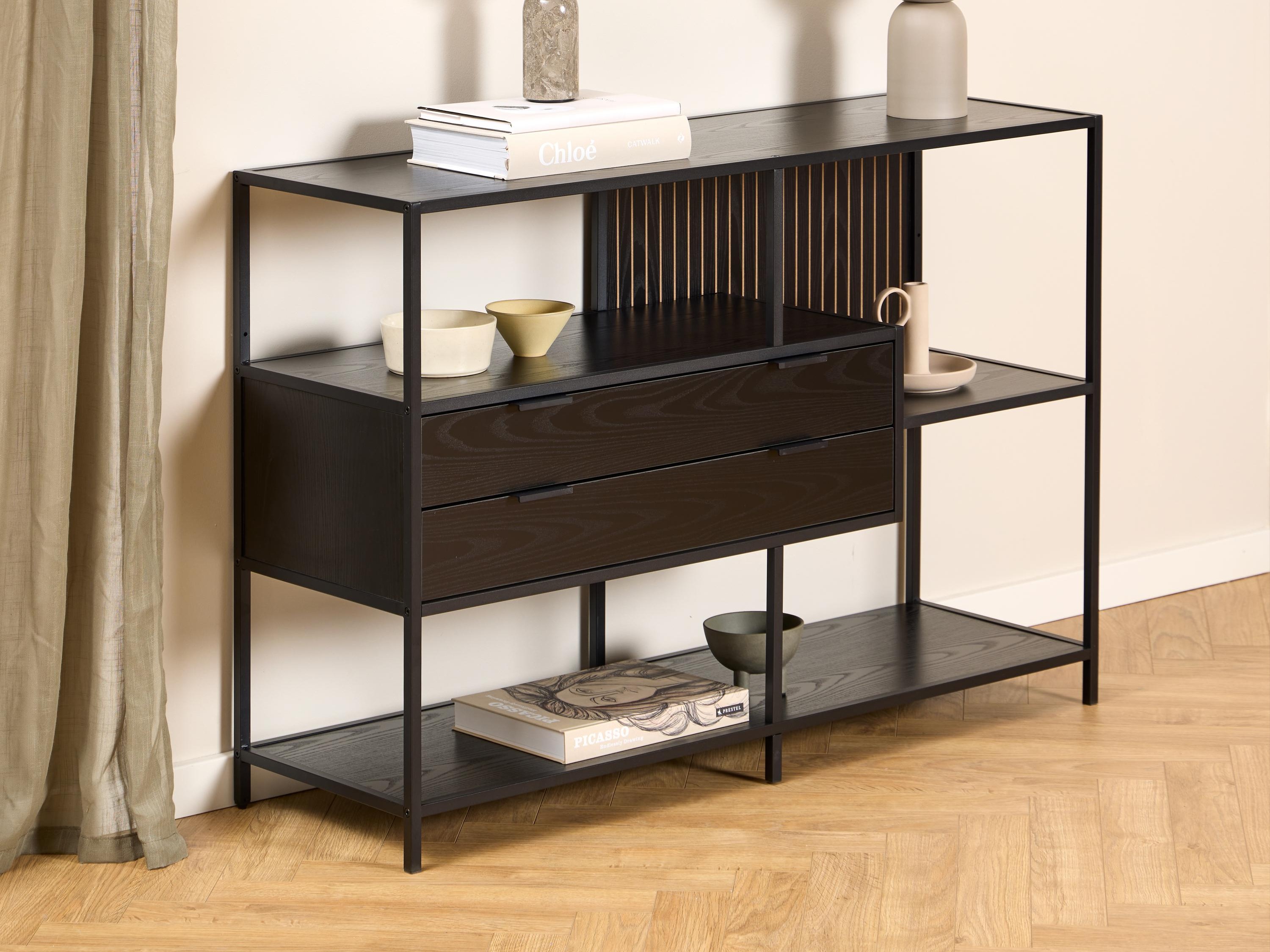Bookcase Norsica Sevferi 183 (Black ash + Black)