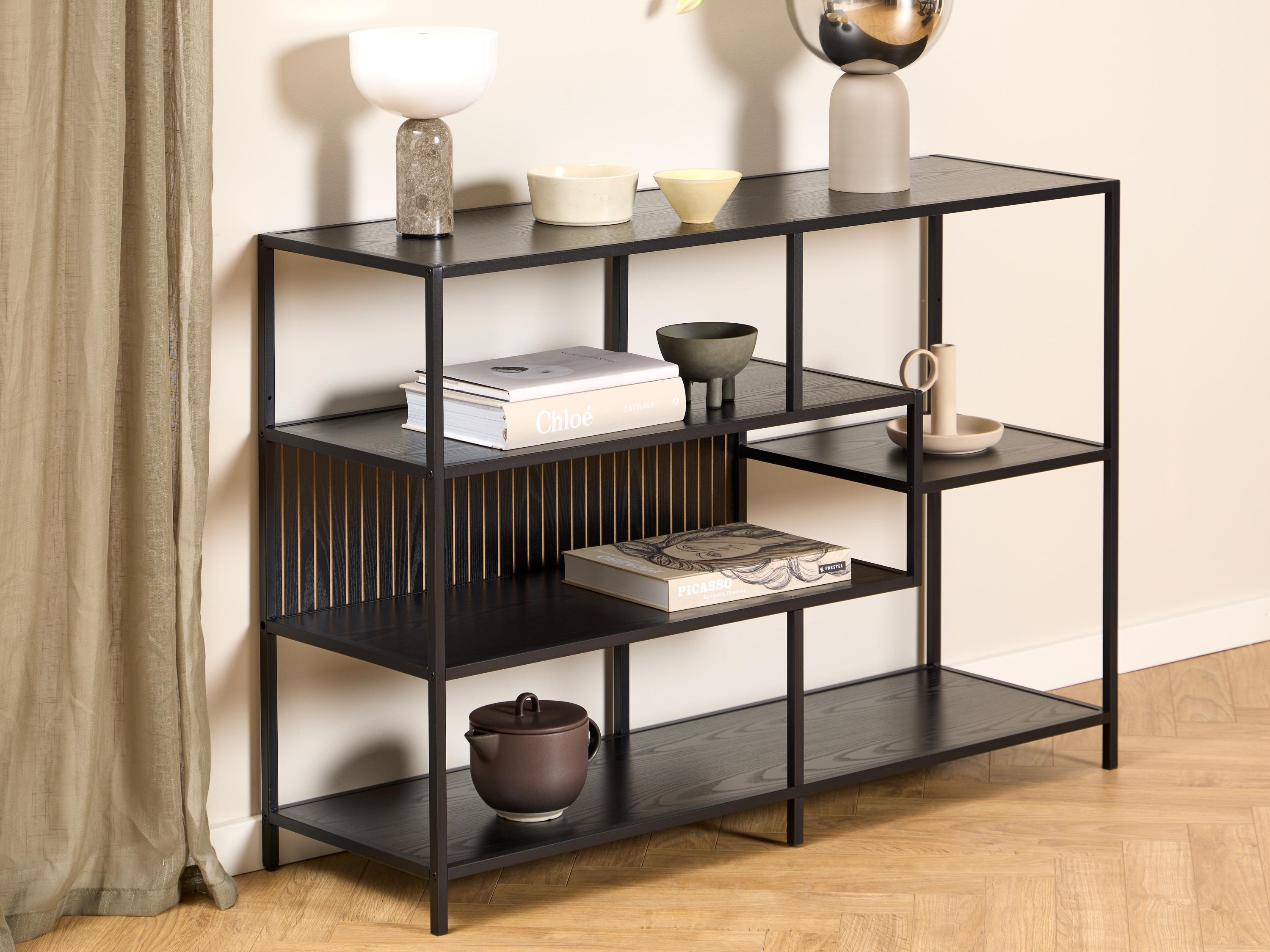 Bookcase Norsica Sevferi 191 (Black ash + Black)