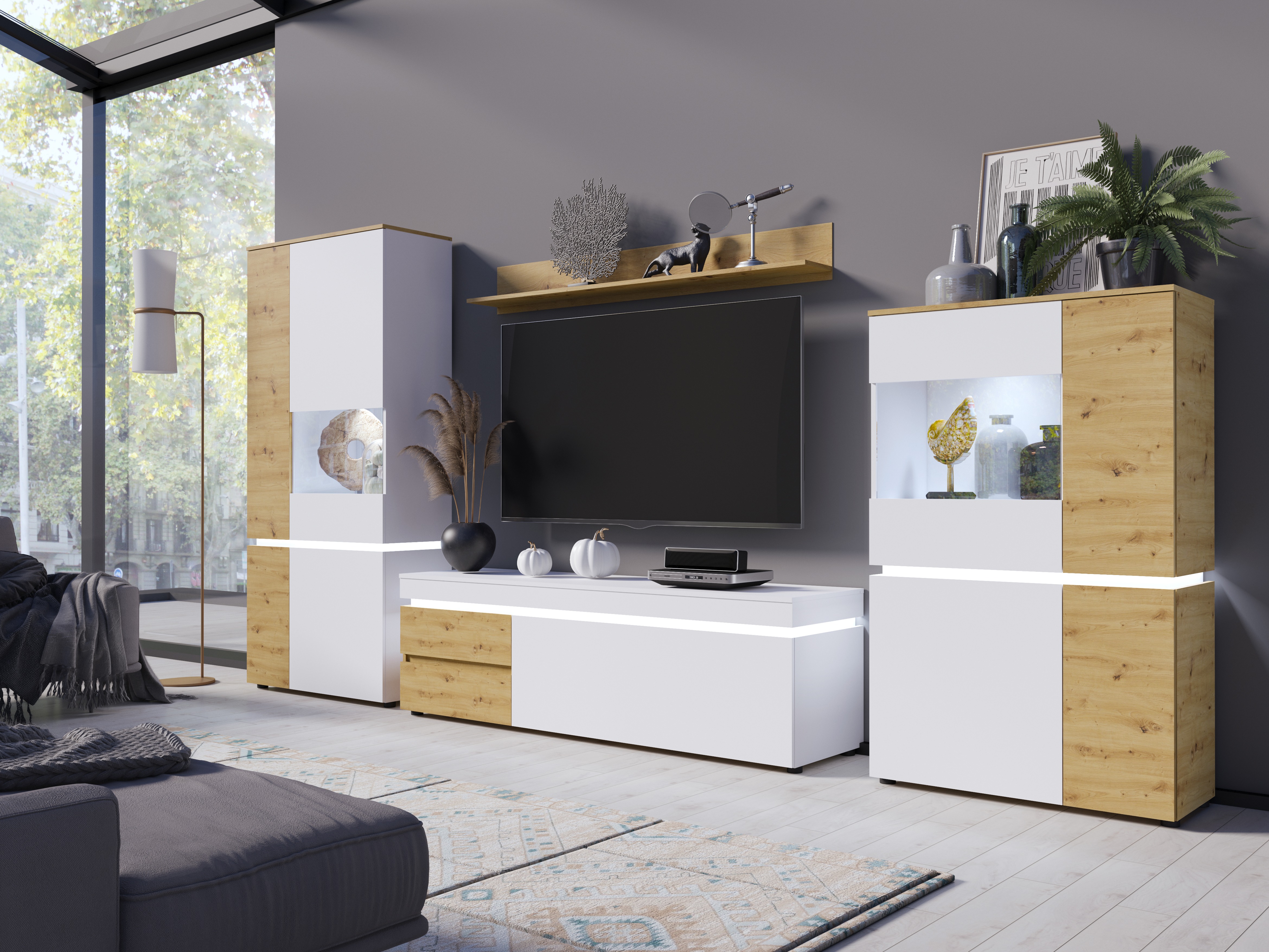 Living room set Ontario 176 (Artisan oak + White)