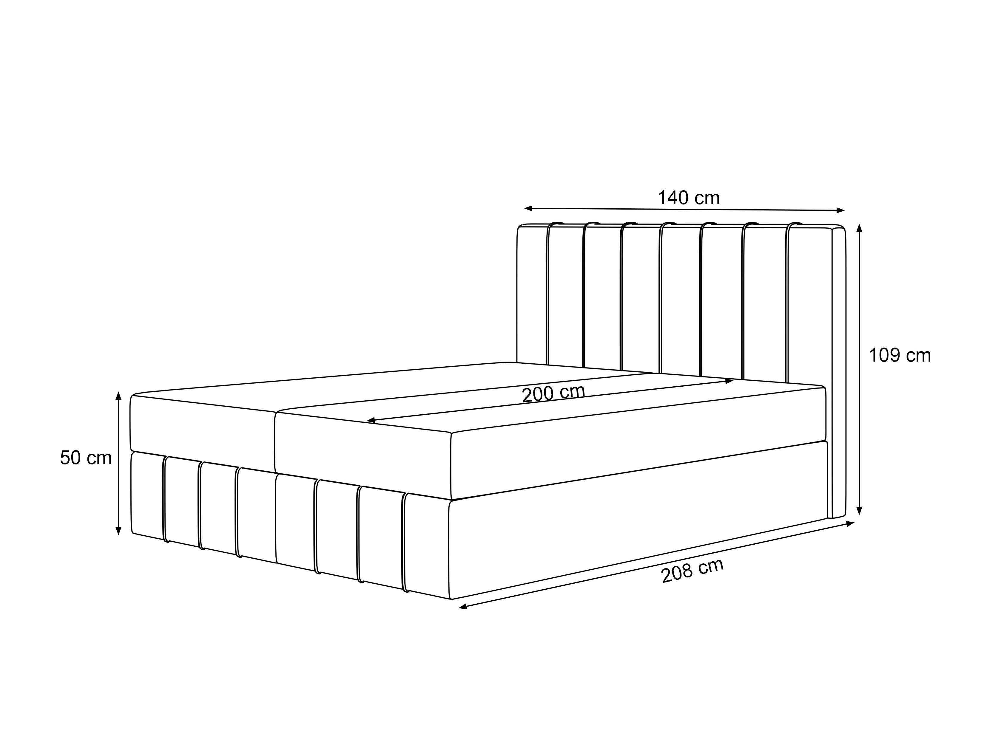 Continental bed Martinez 125 (Lumi 11)