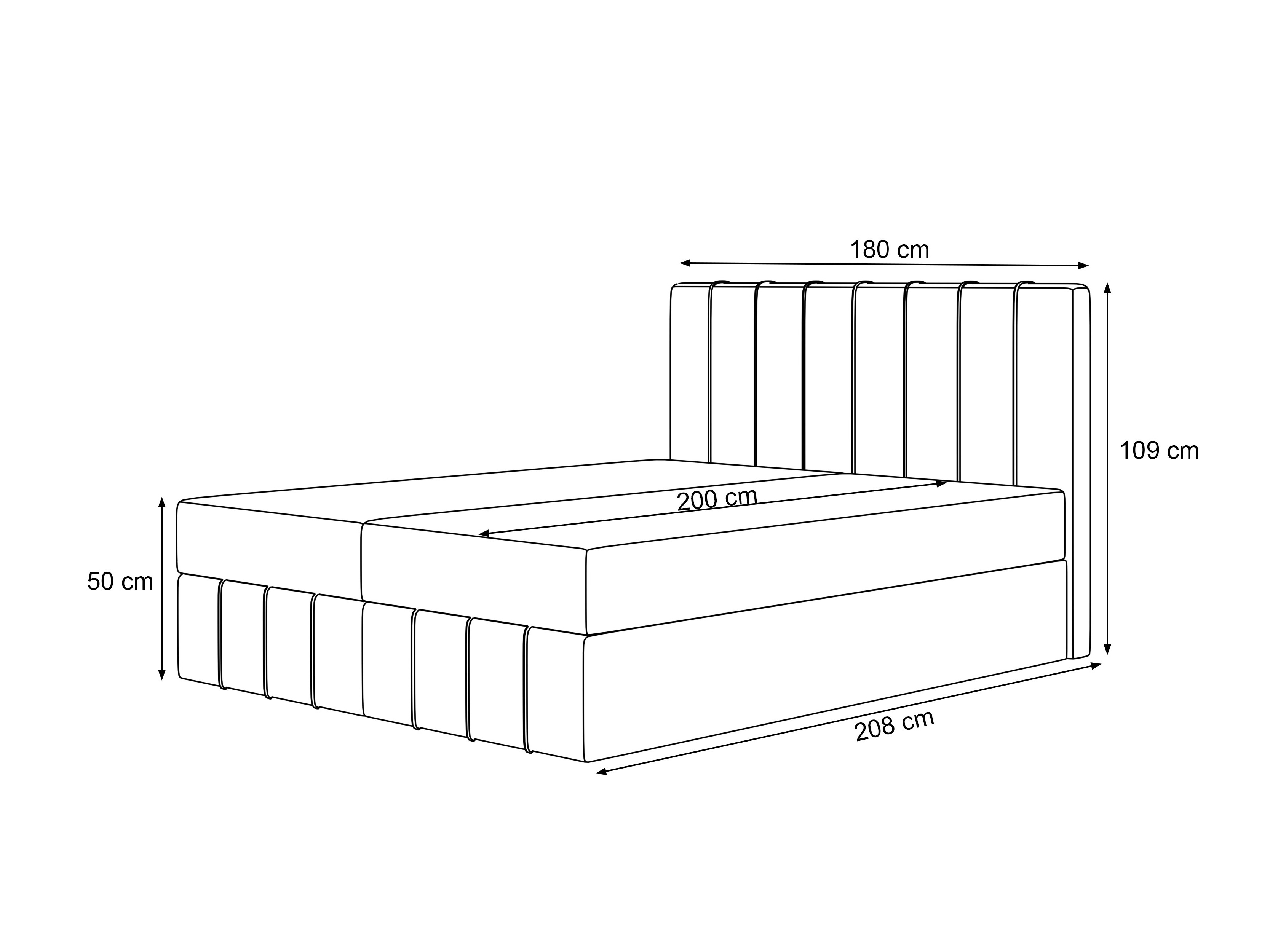 Continental bed Martinez 125 (Lumi 11)