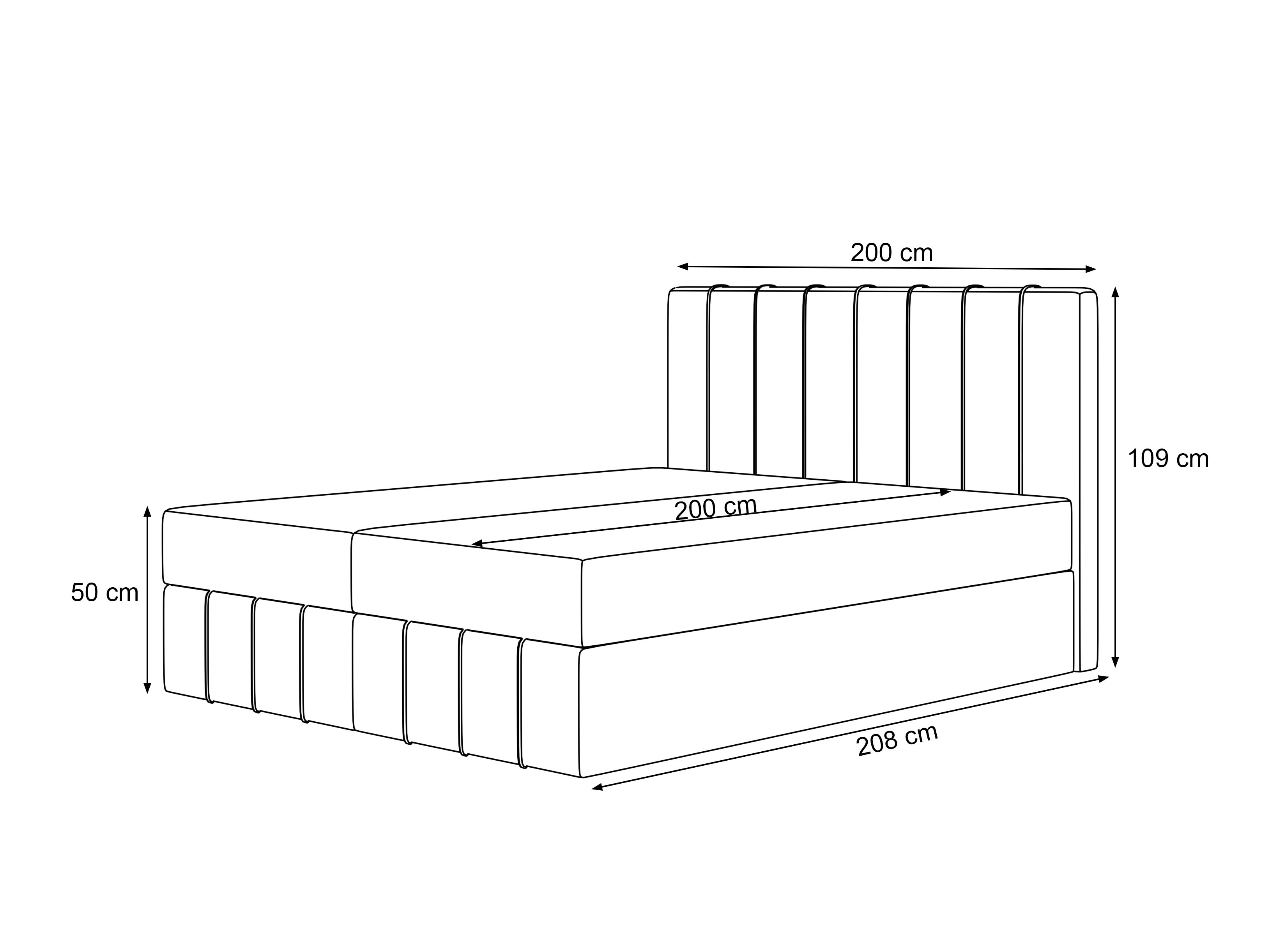 Continental bed Martinez 125 (Lumi 11)