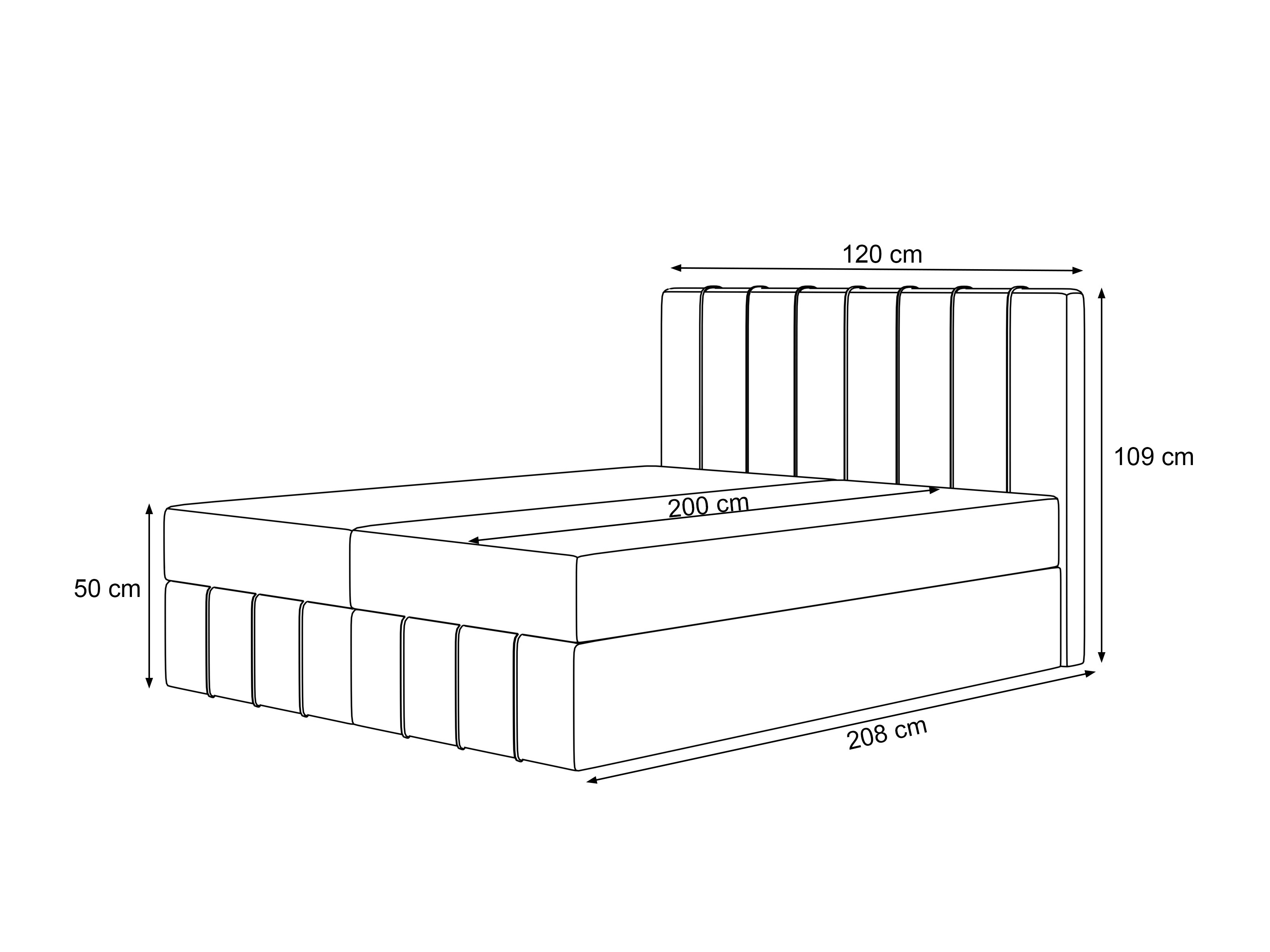 Continental bed Martinez 125 (Lumi 19)