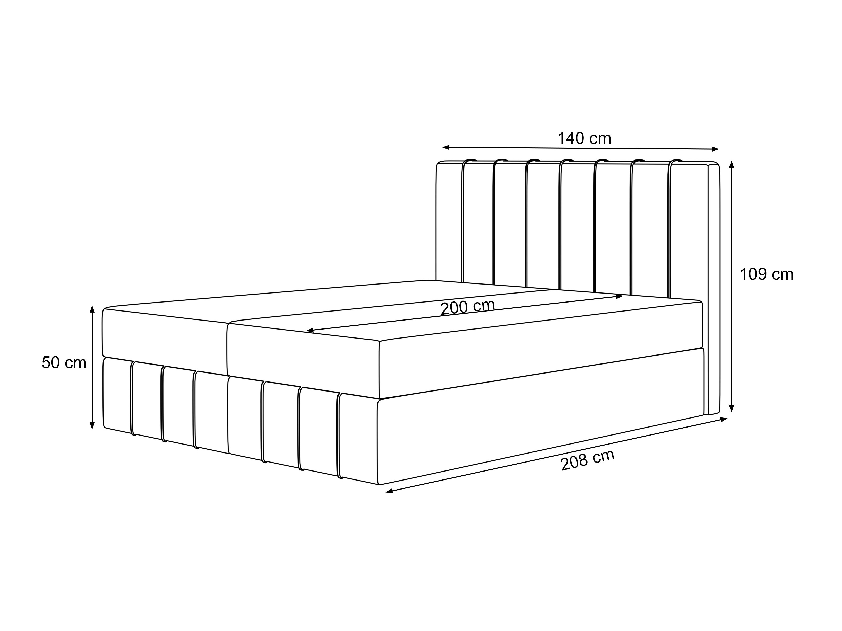 Continental bed Martinez 125 (Lumi 19)