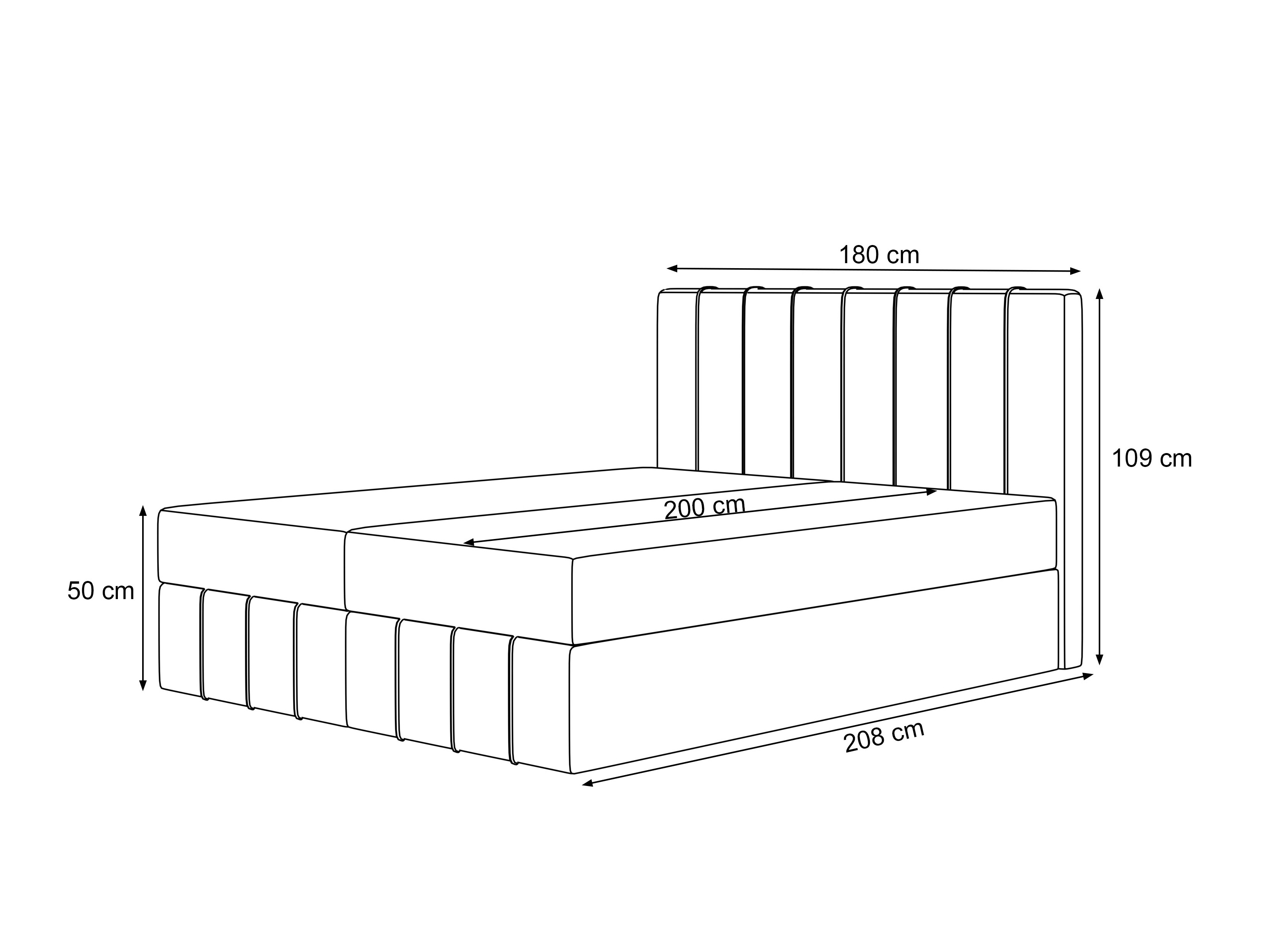 Continental bed Martinez 125 (Lumi 19)