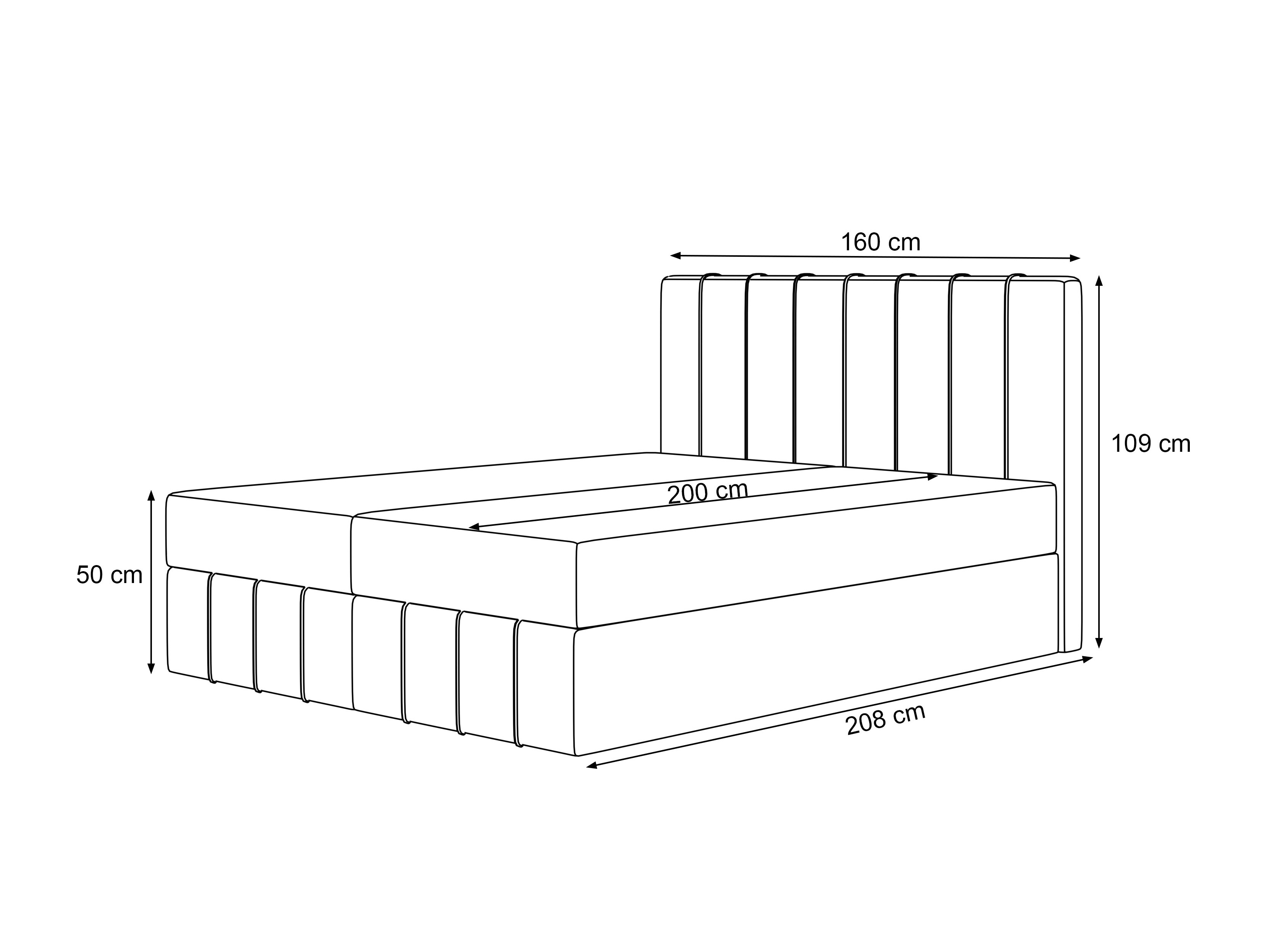 Continental bed Martinez 125 (Lumi 84)