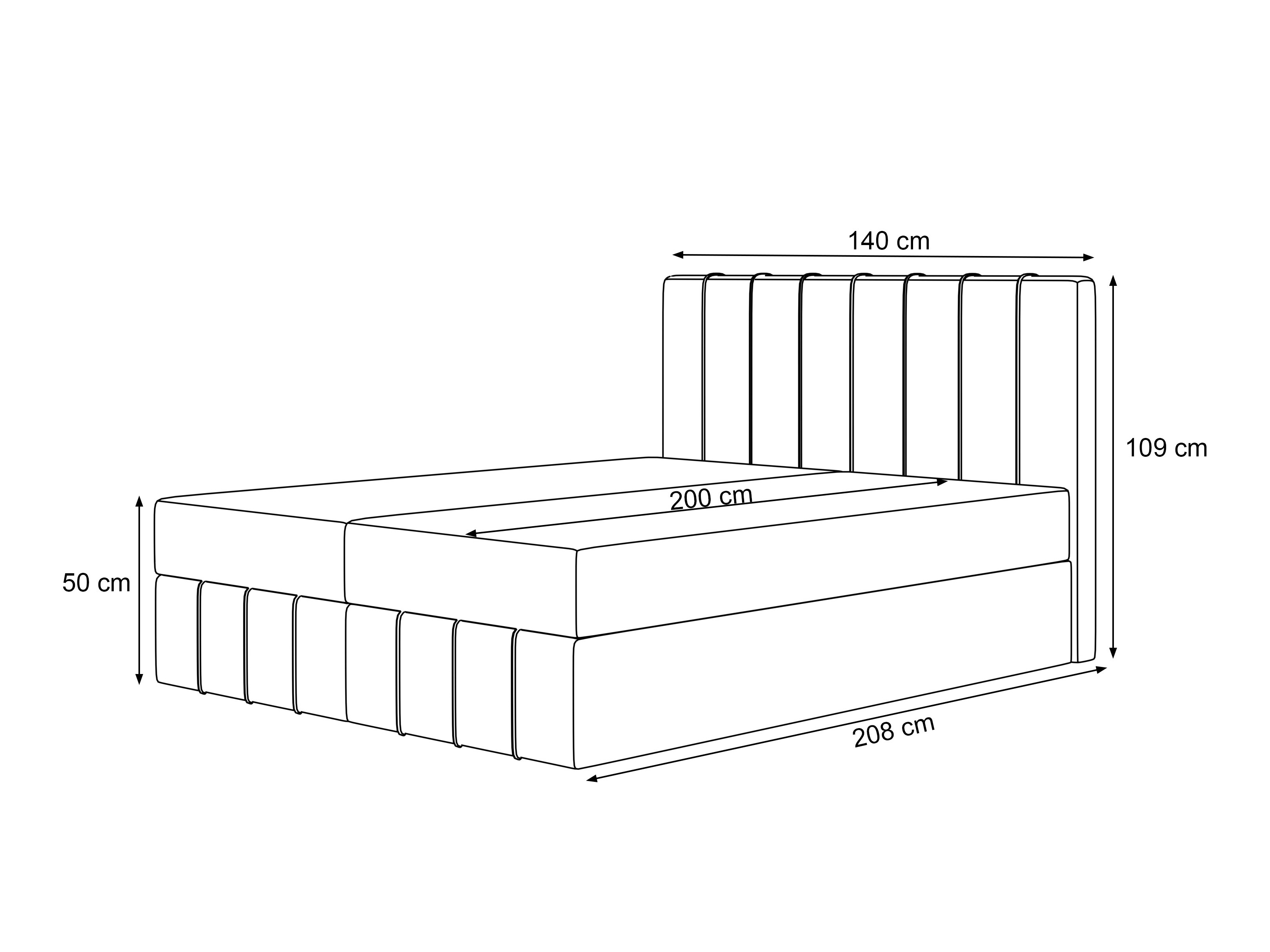 Continental bed Martinez 125 (Lumi 84)