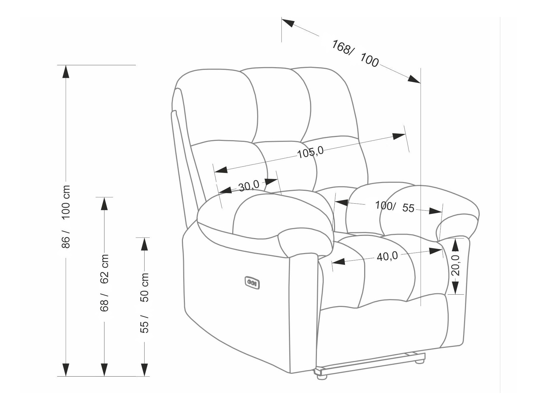 Armchair recliner Houston 2080 (Grey)