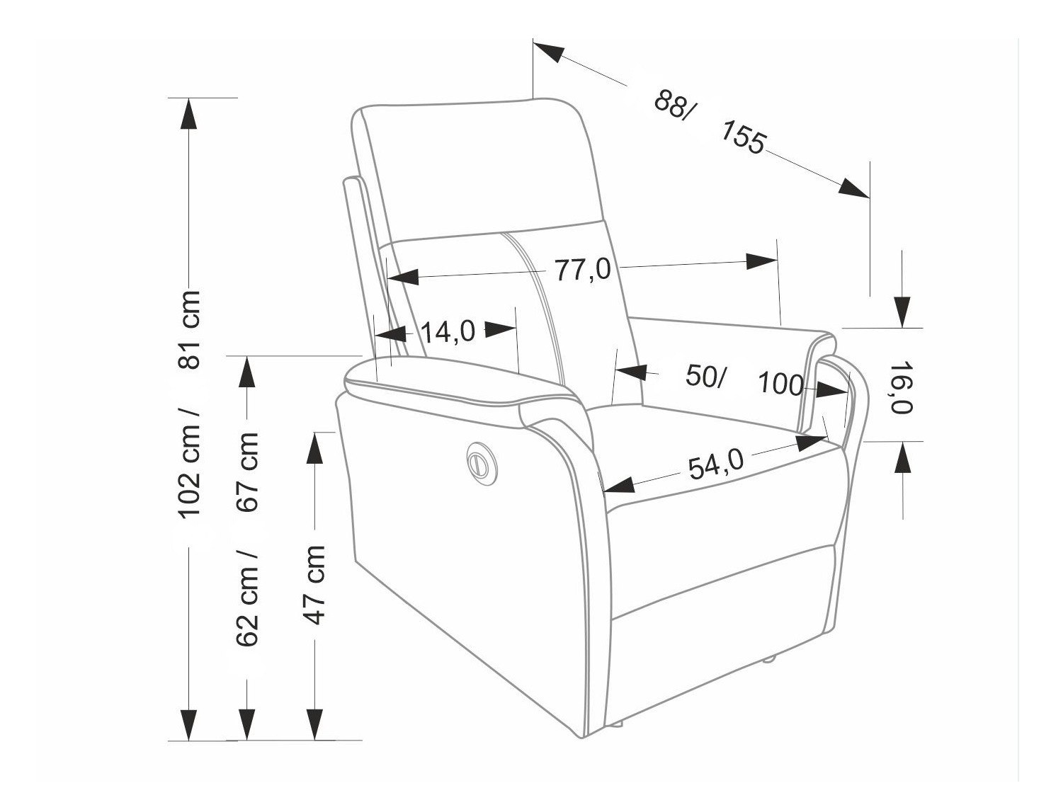 Armchair recliner Houston 2081 (Grey)