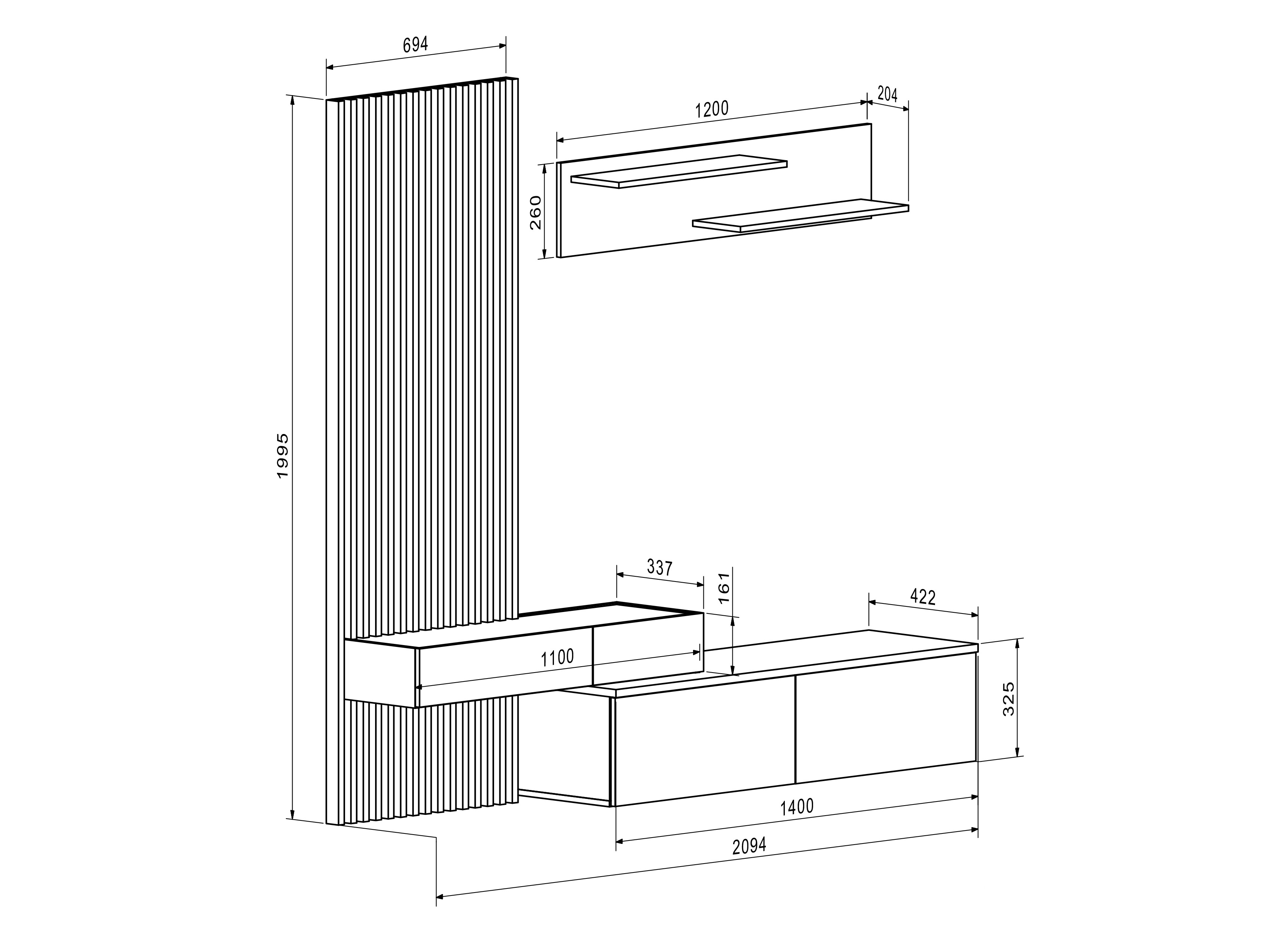 Living room set Houston 2086 (Artisan oak + Cashmere)
