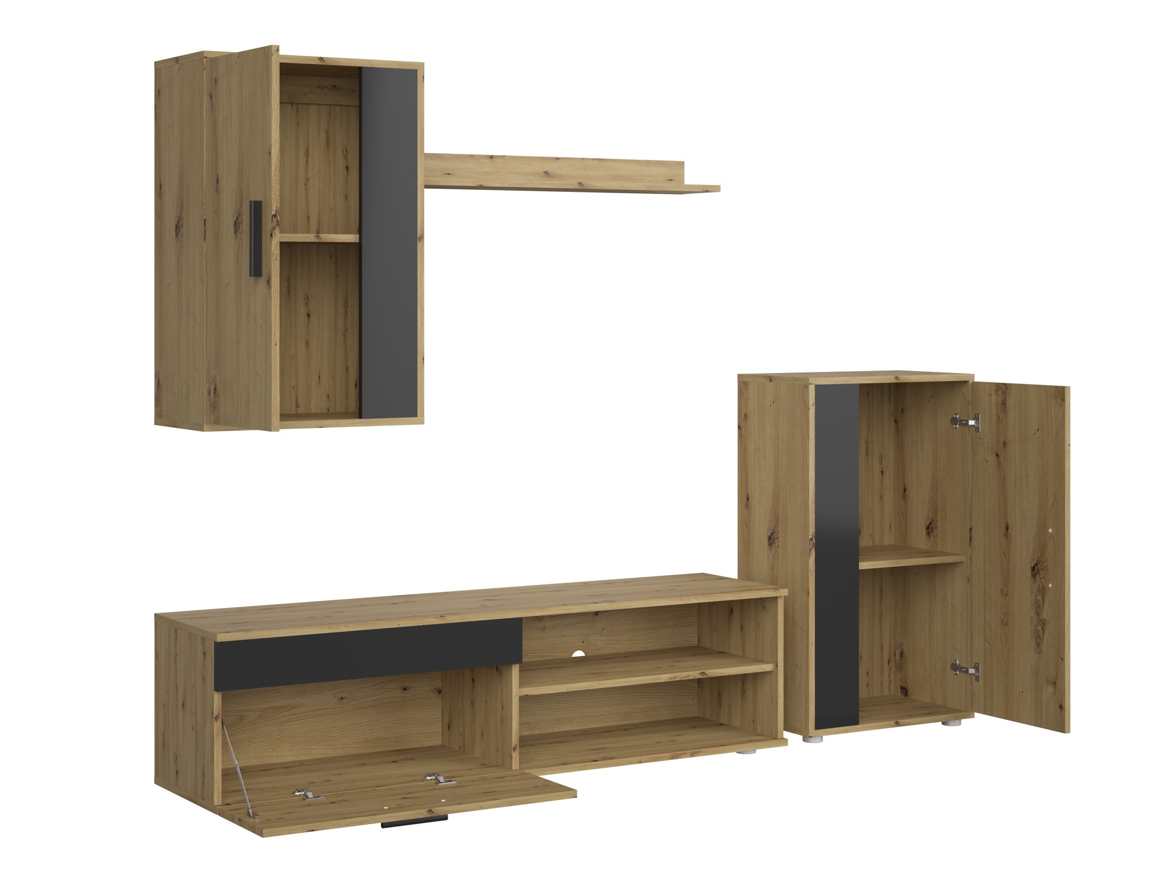 Living room set Houston 2087 (Black + Artisan oak)