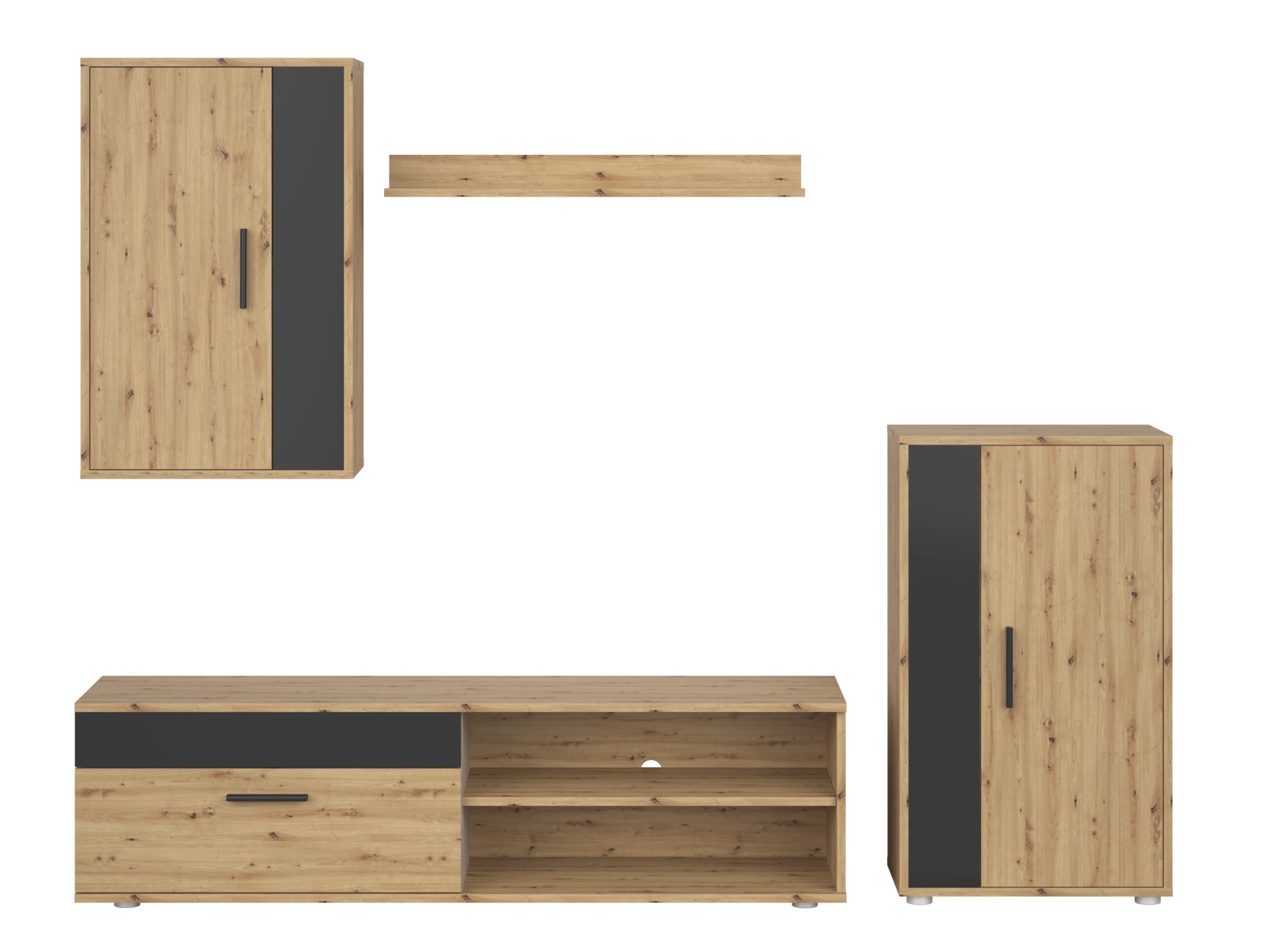 Living room set Houston 2087 (Black + Artisan oak)