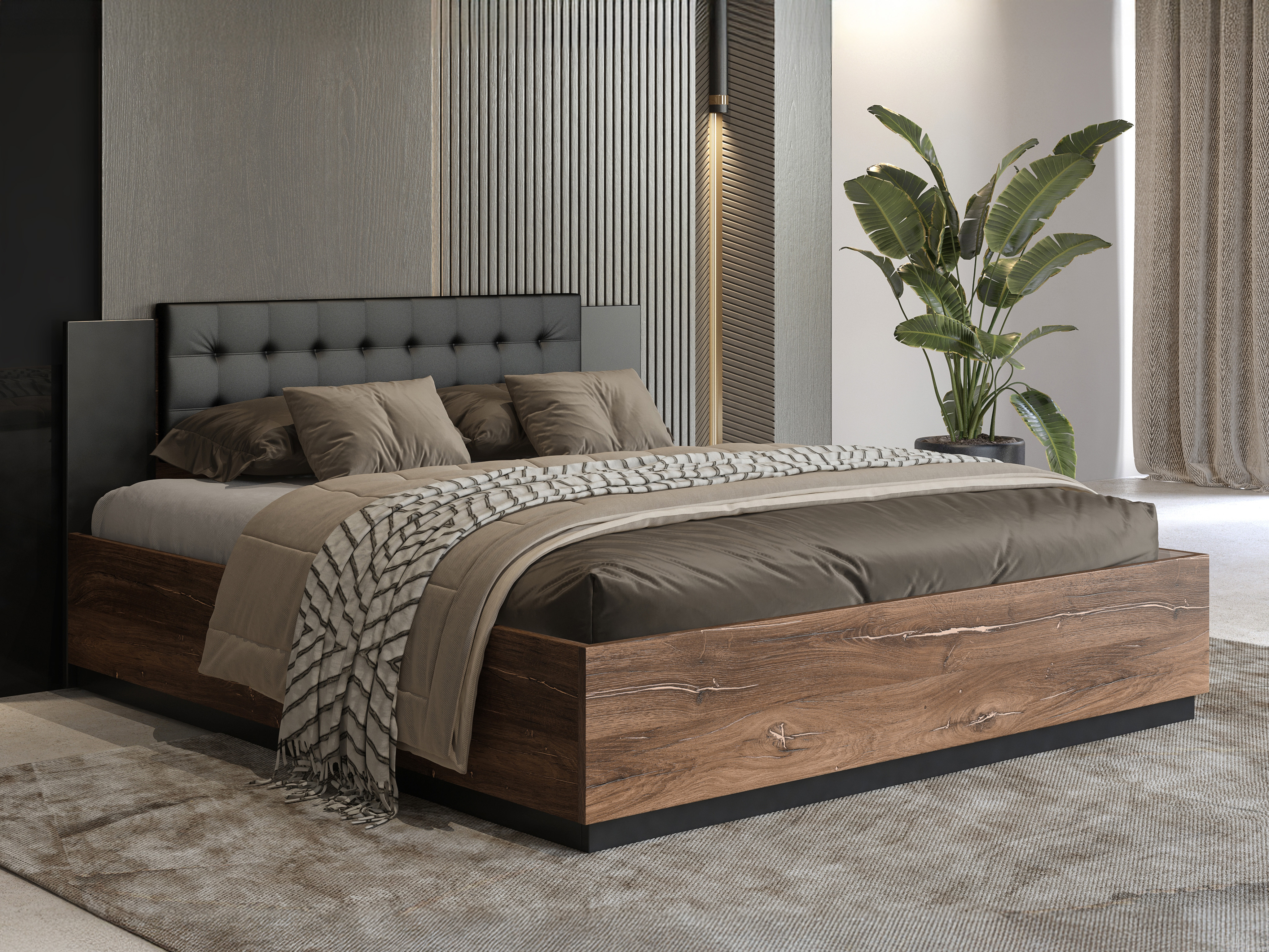 Bed Felelie 104 (Dark Flagstaf oak + Copper)