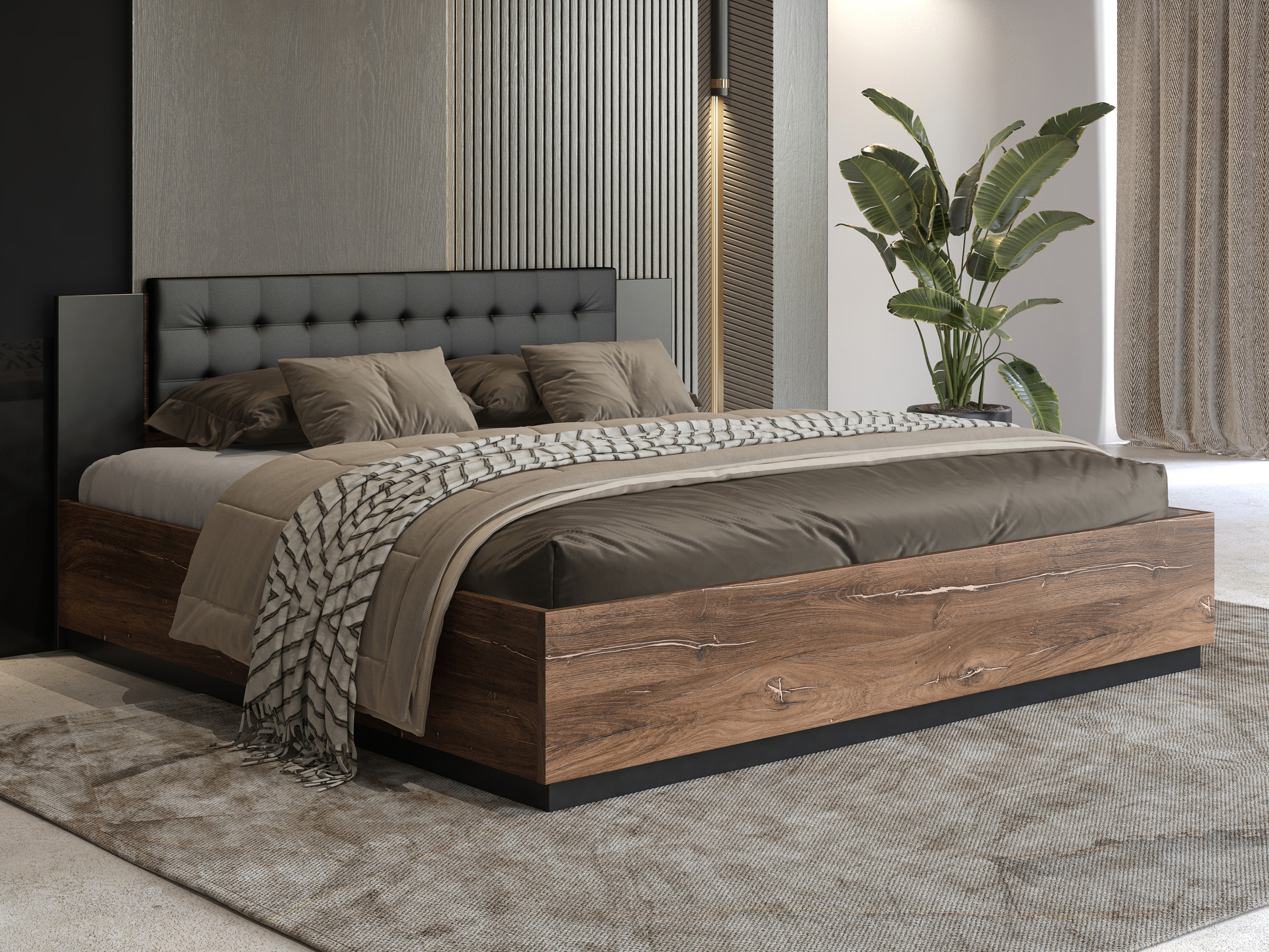 Bed Felelie 104 (Dark Flagstaf oak + Copper)