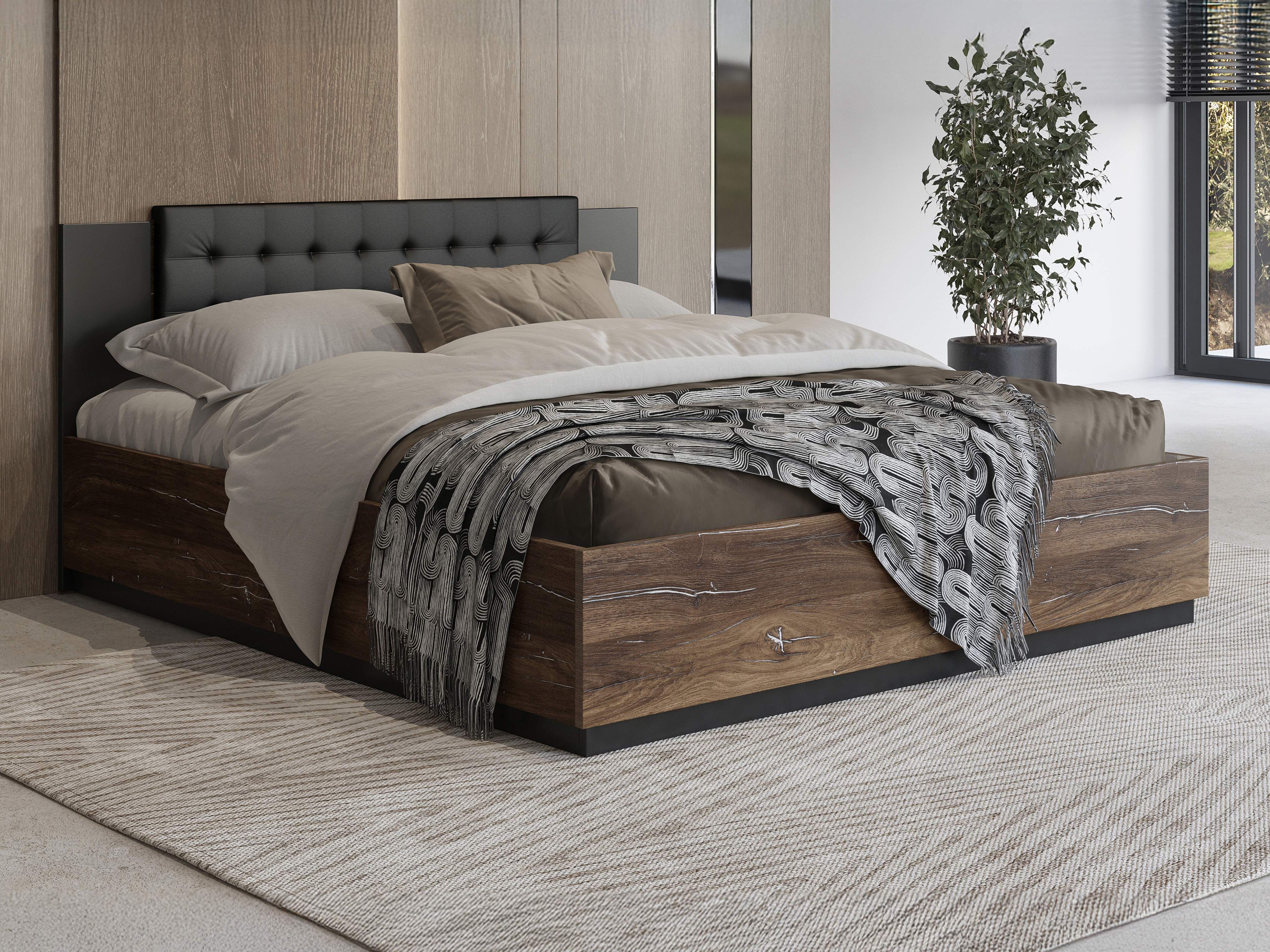 Bed Felelie 104 (Dark Flagstaf oak + Silver)