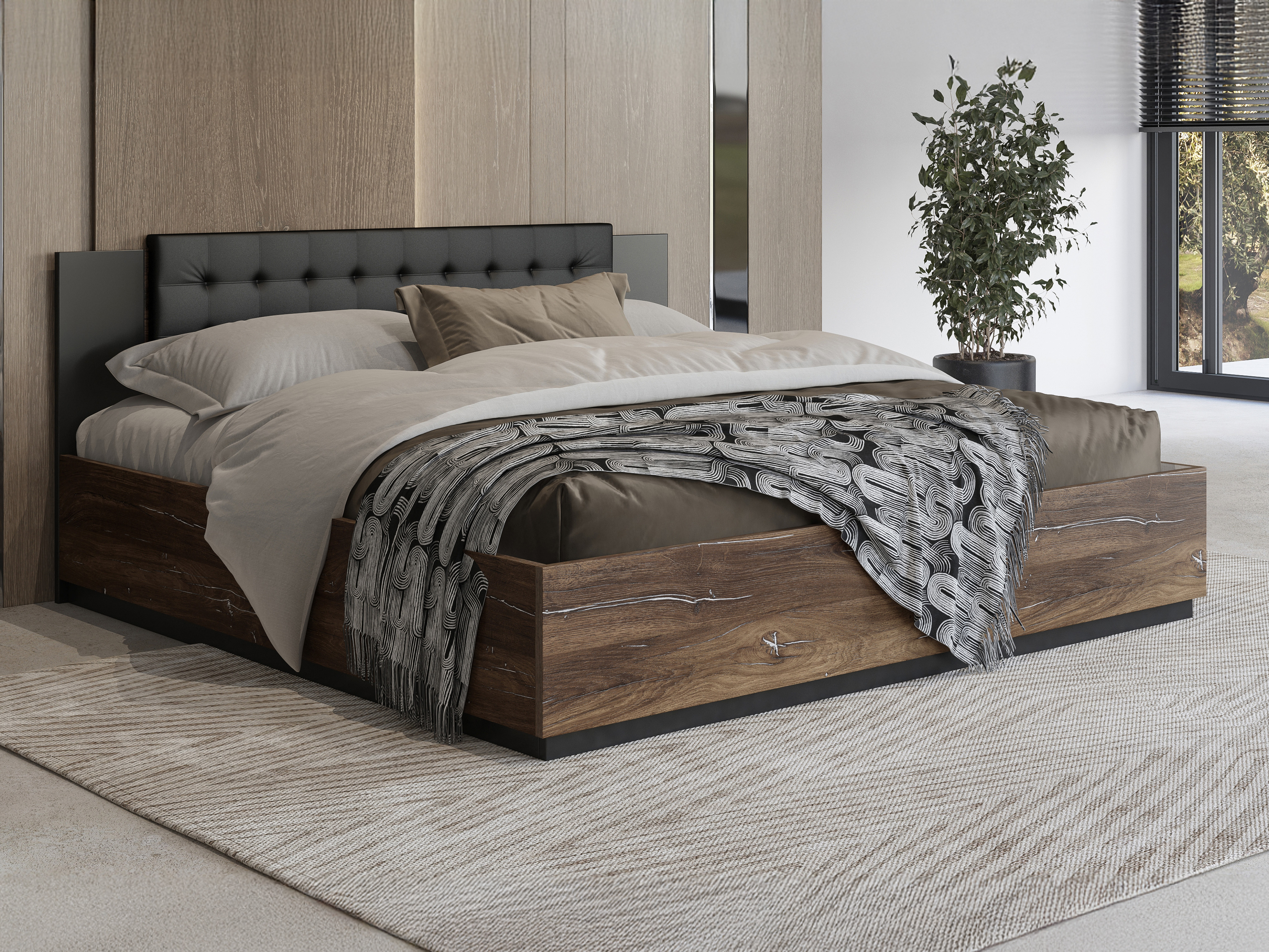 Bed Felelie 104 (Dark Flagstaf oak + Silver)