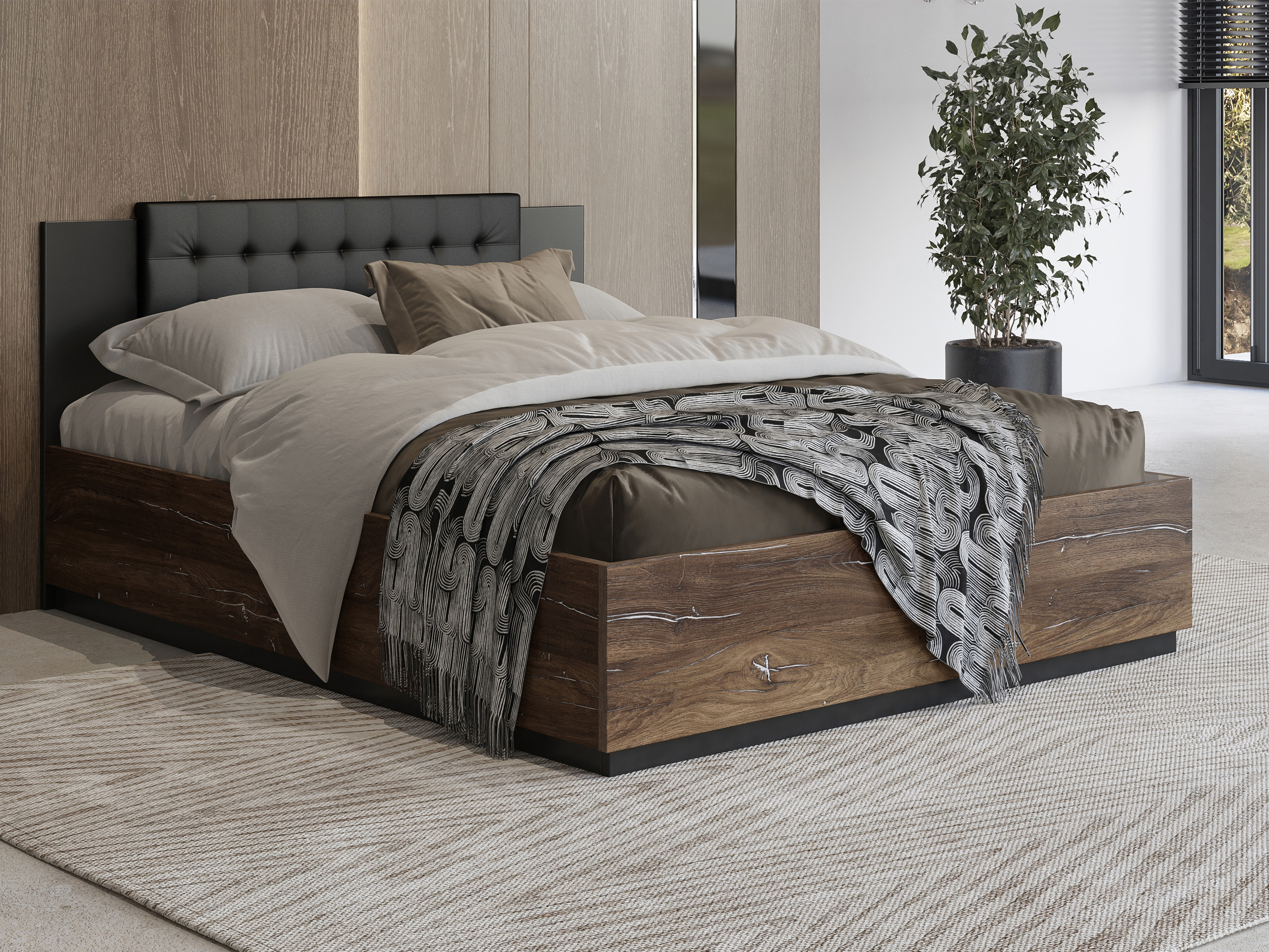 Bed Felelie 104 (Dark Flagstaf oak + Silver)