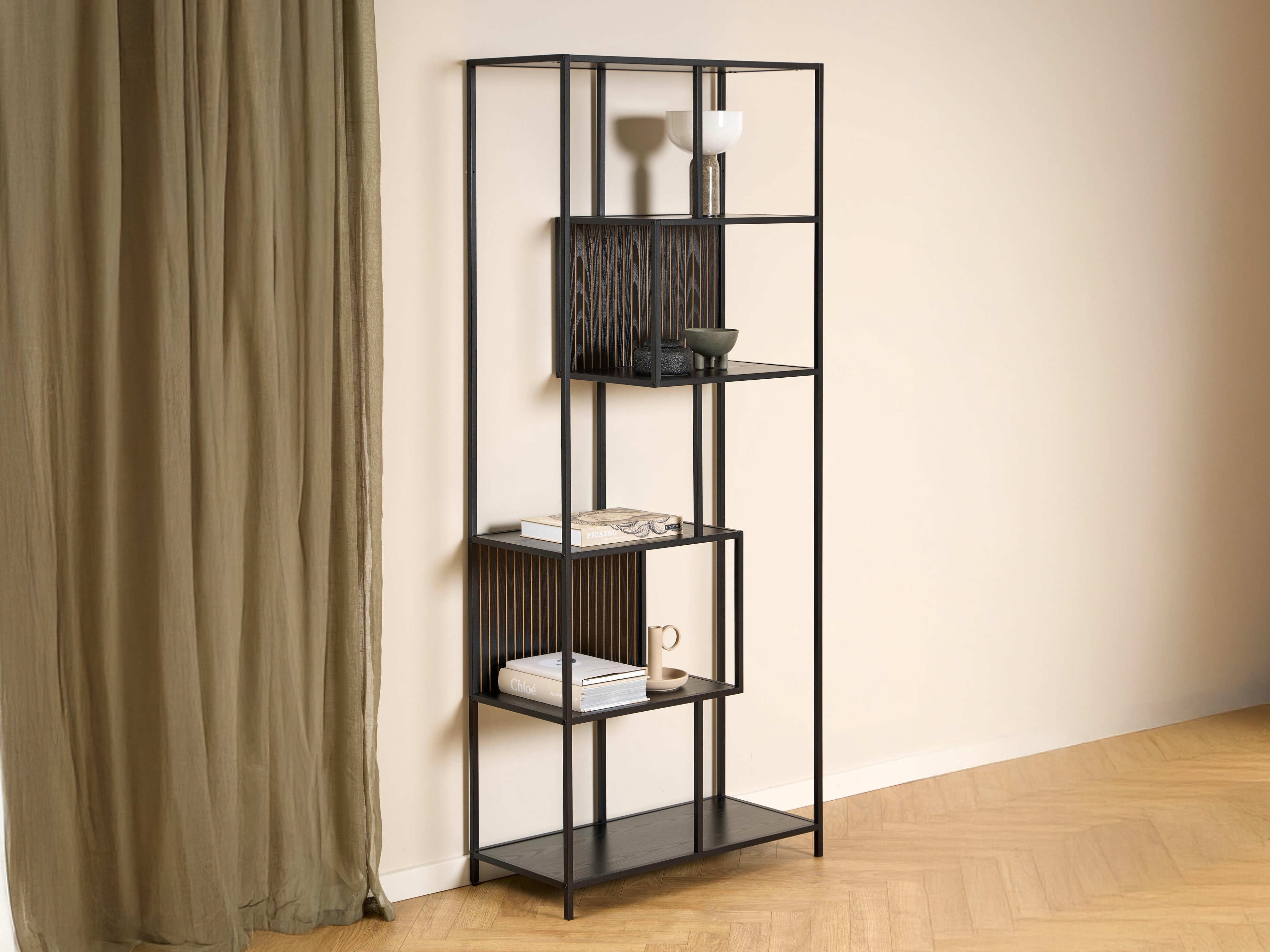 Bookcase Norsica Sevferi 192 (Black ash + Black)