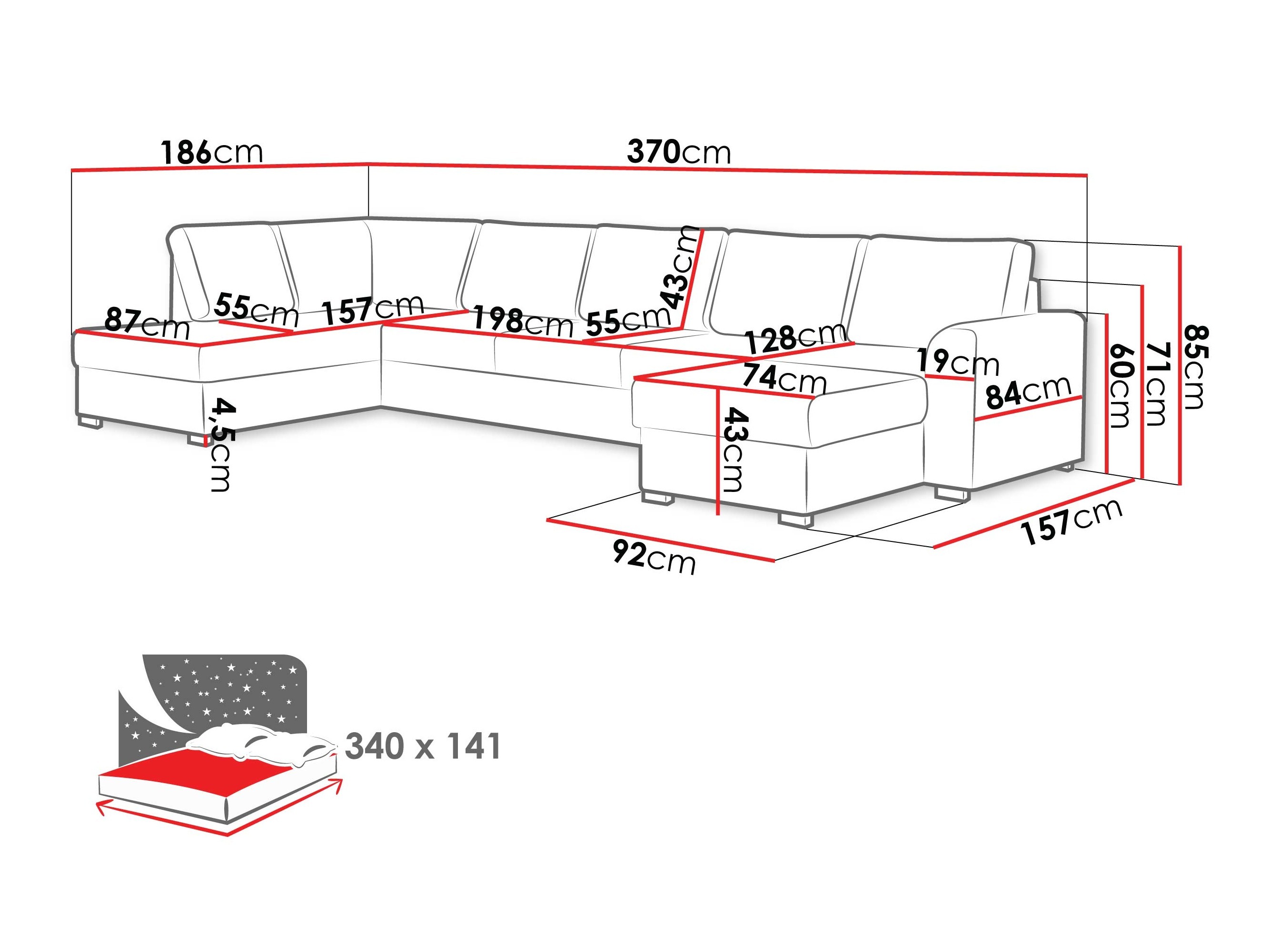 Corner sofa Comfivo Flumen III (Maya 03)
