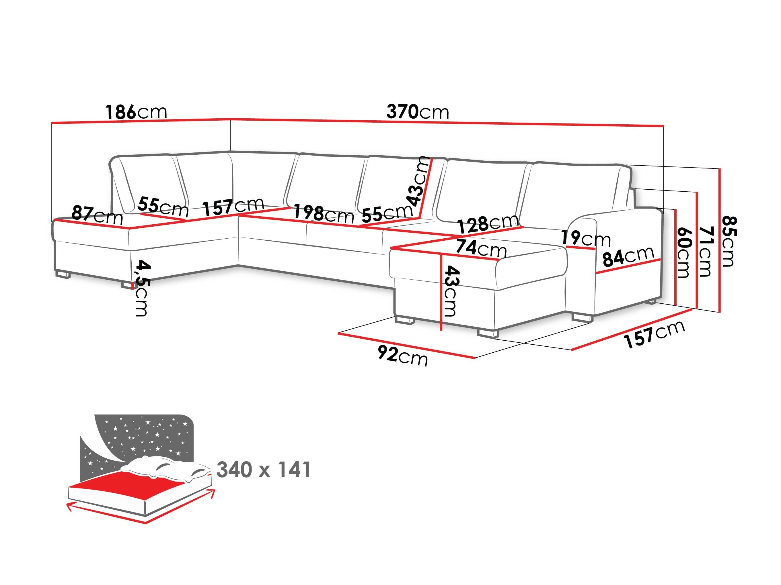 Corner sofa Comfivo Flumen III (Maya 03)