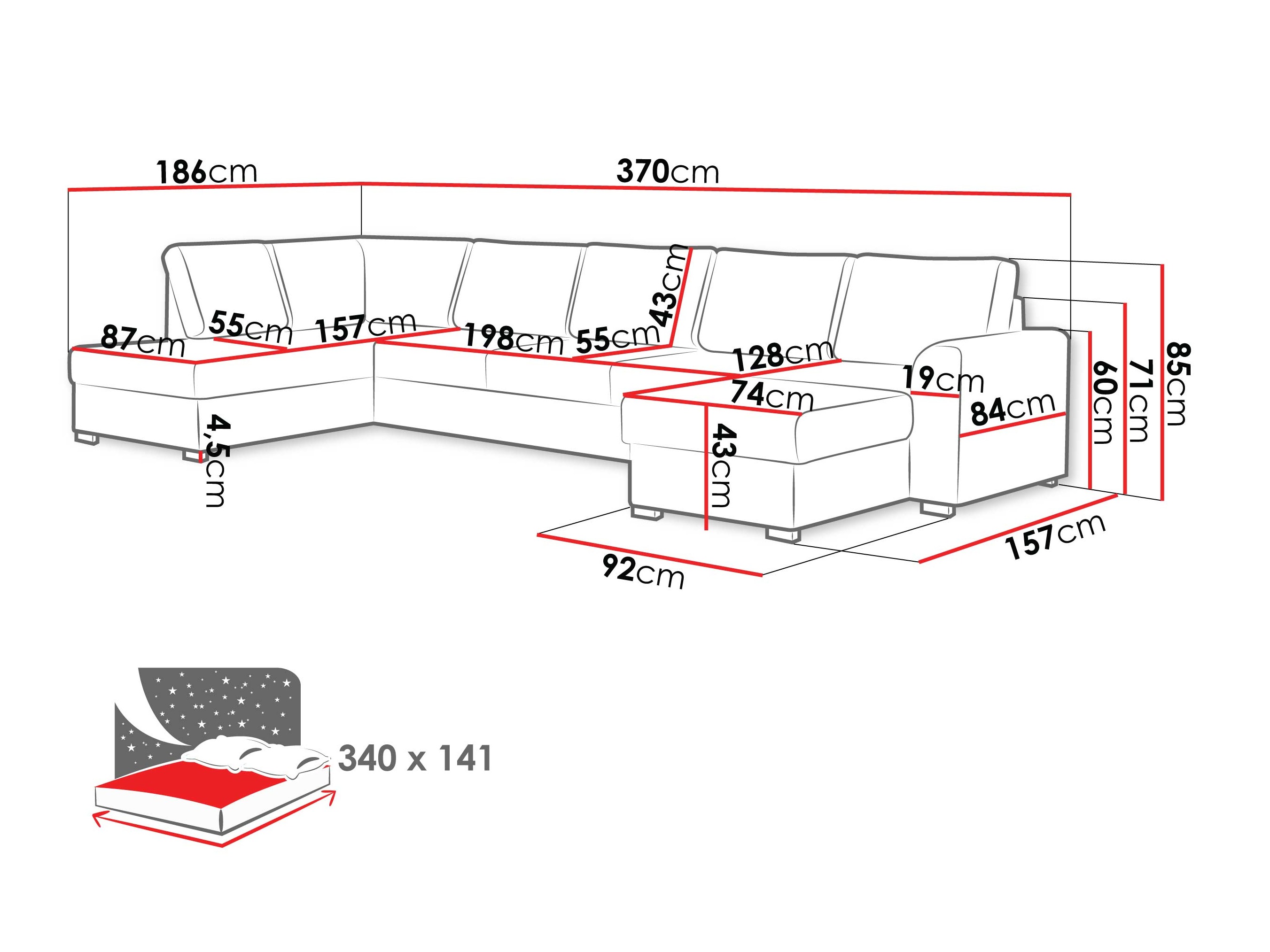 Corner sofa Comfivo Flumen III (Maya 05)