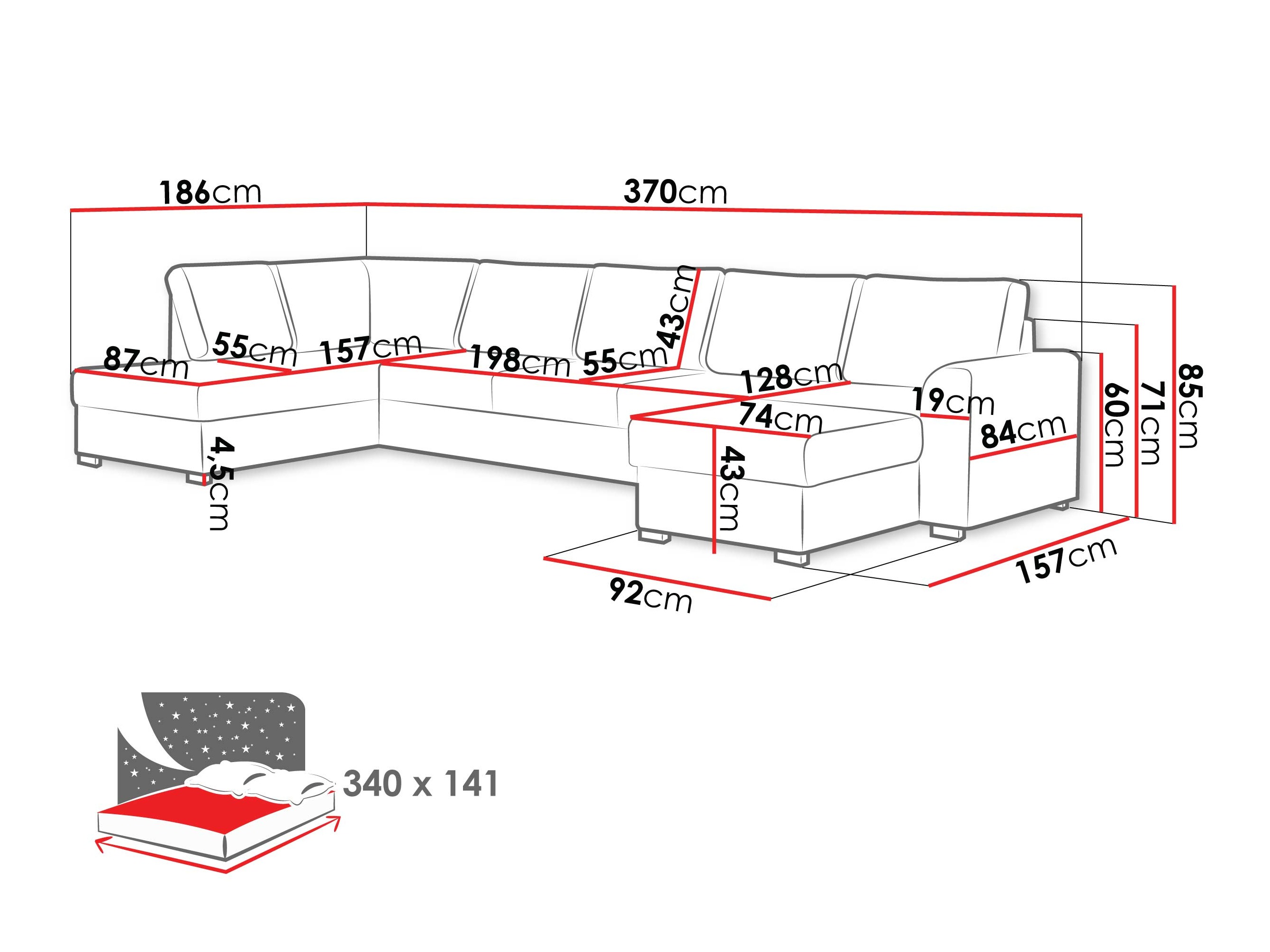 Corner sofa Comfivo Flumen III (Maya 05)