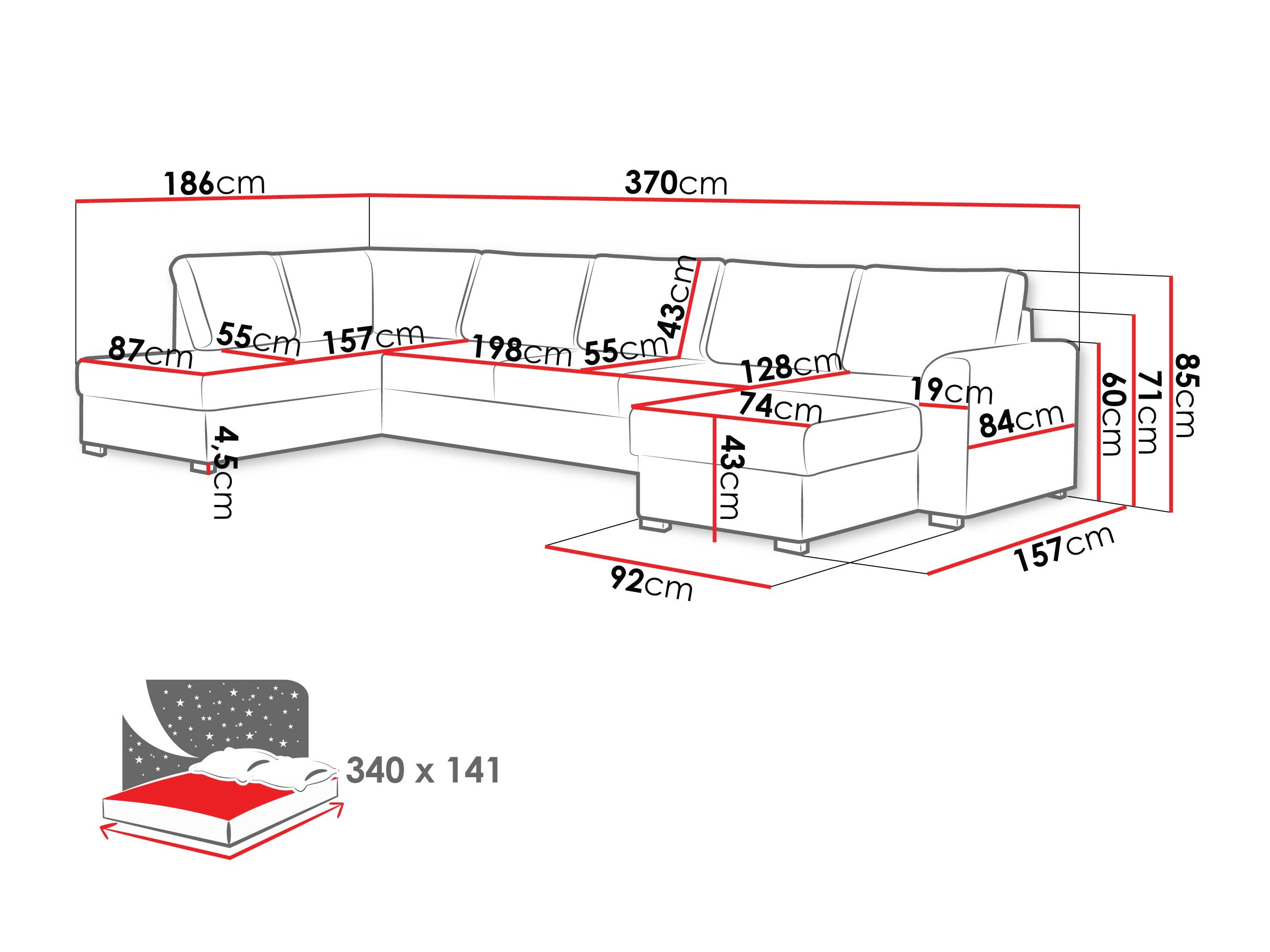 Corner sofa Comfivo Flumen III (Piano 26)