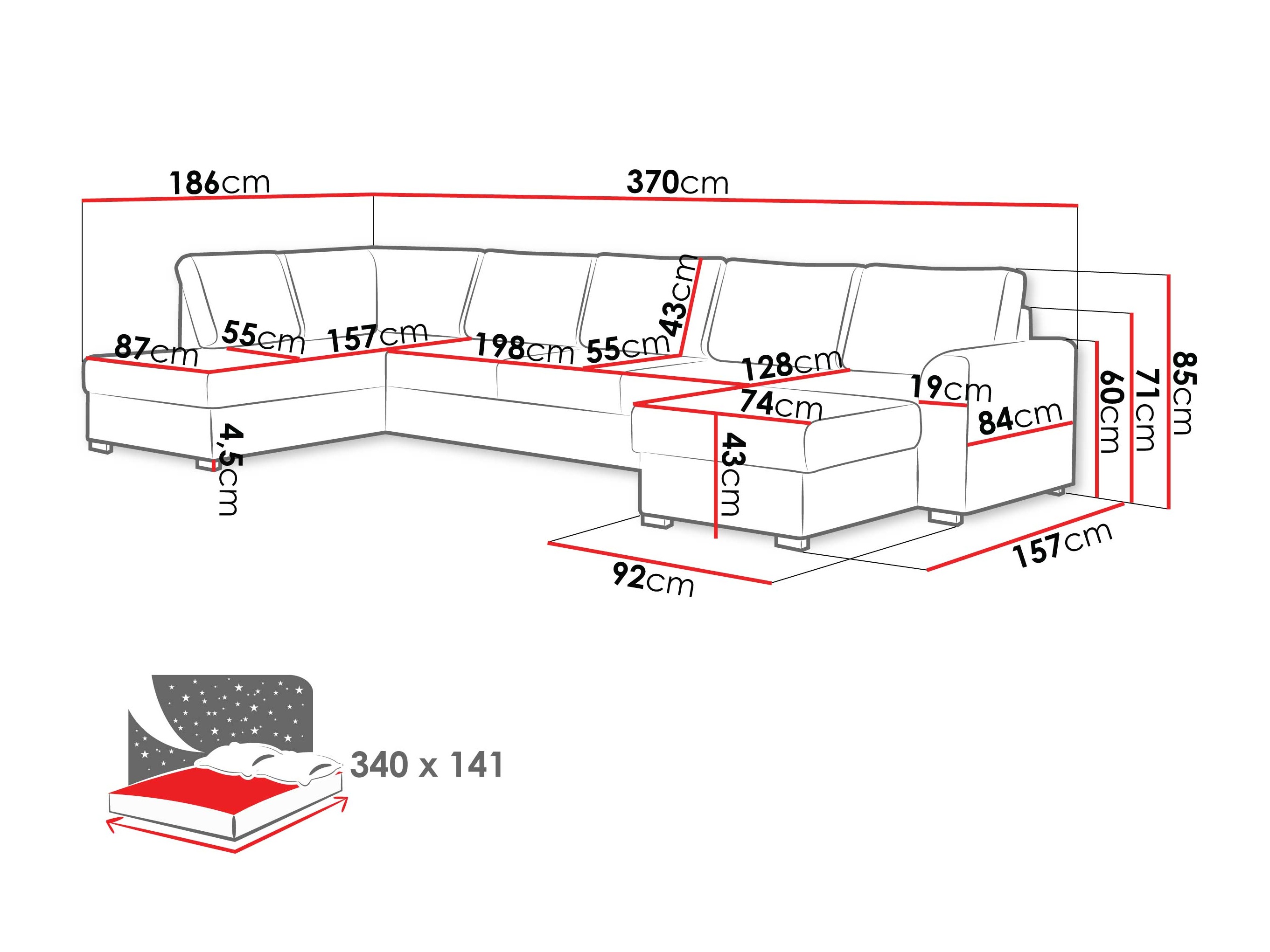 Corner sofa Comfivo Flumen III (Piano 28)