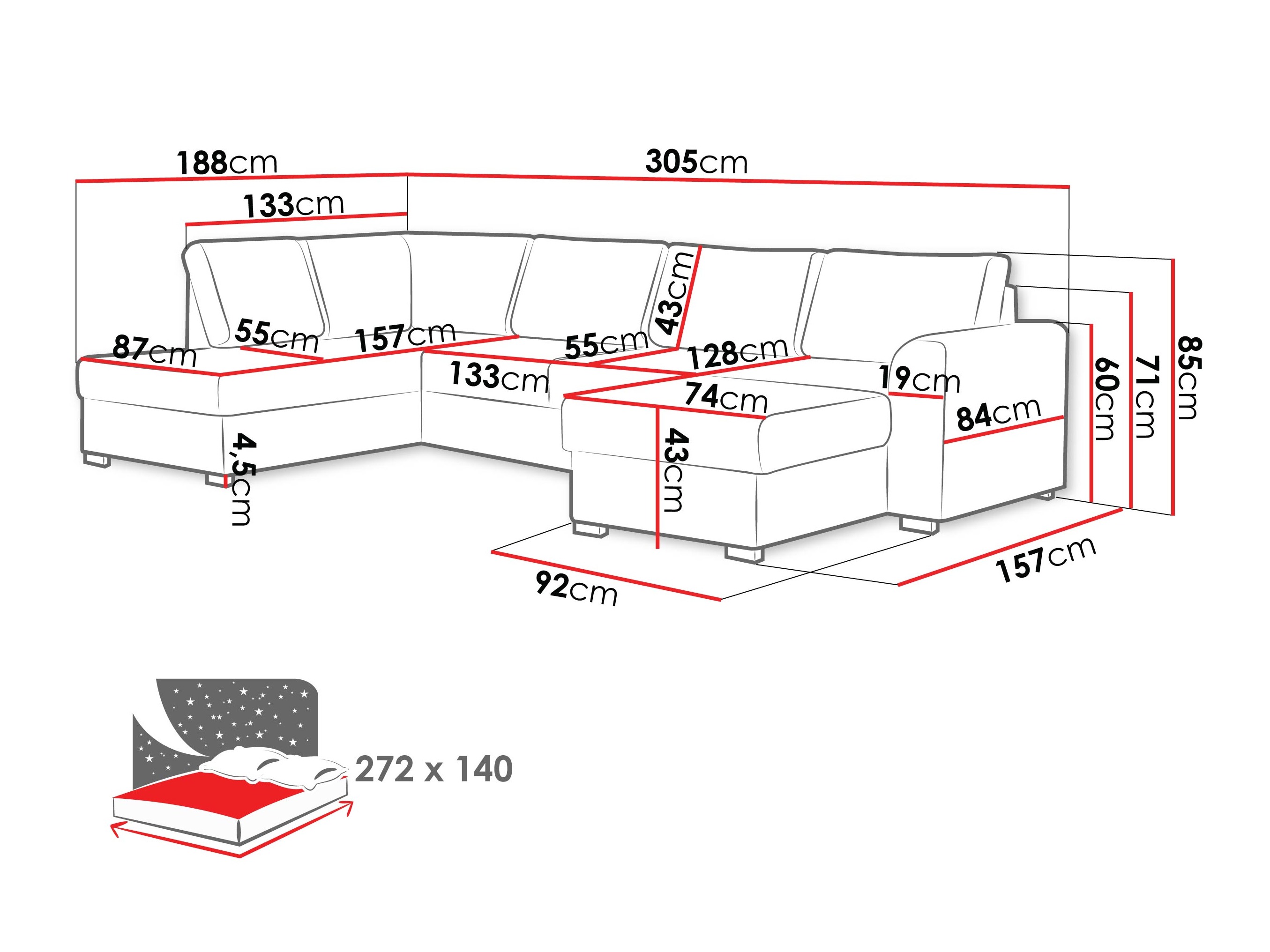Corner sofa Comfivo Flumen (Maya 11)