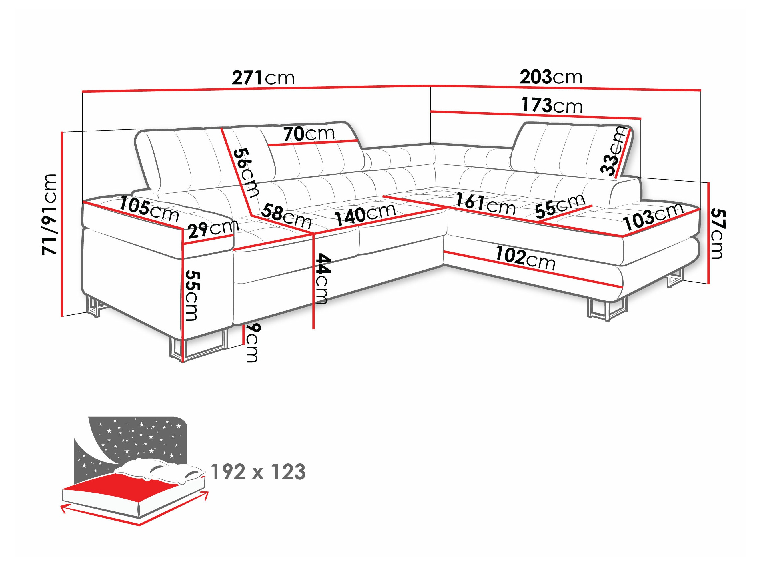 Corner sofa Comfivo Anima I (Venus velvet 2911)