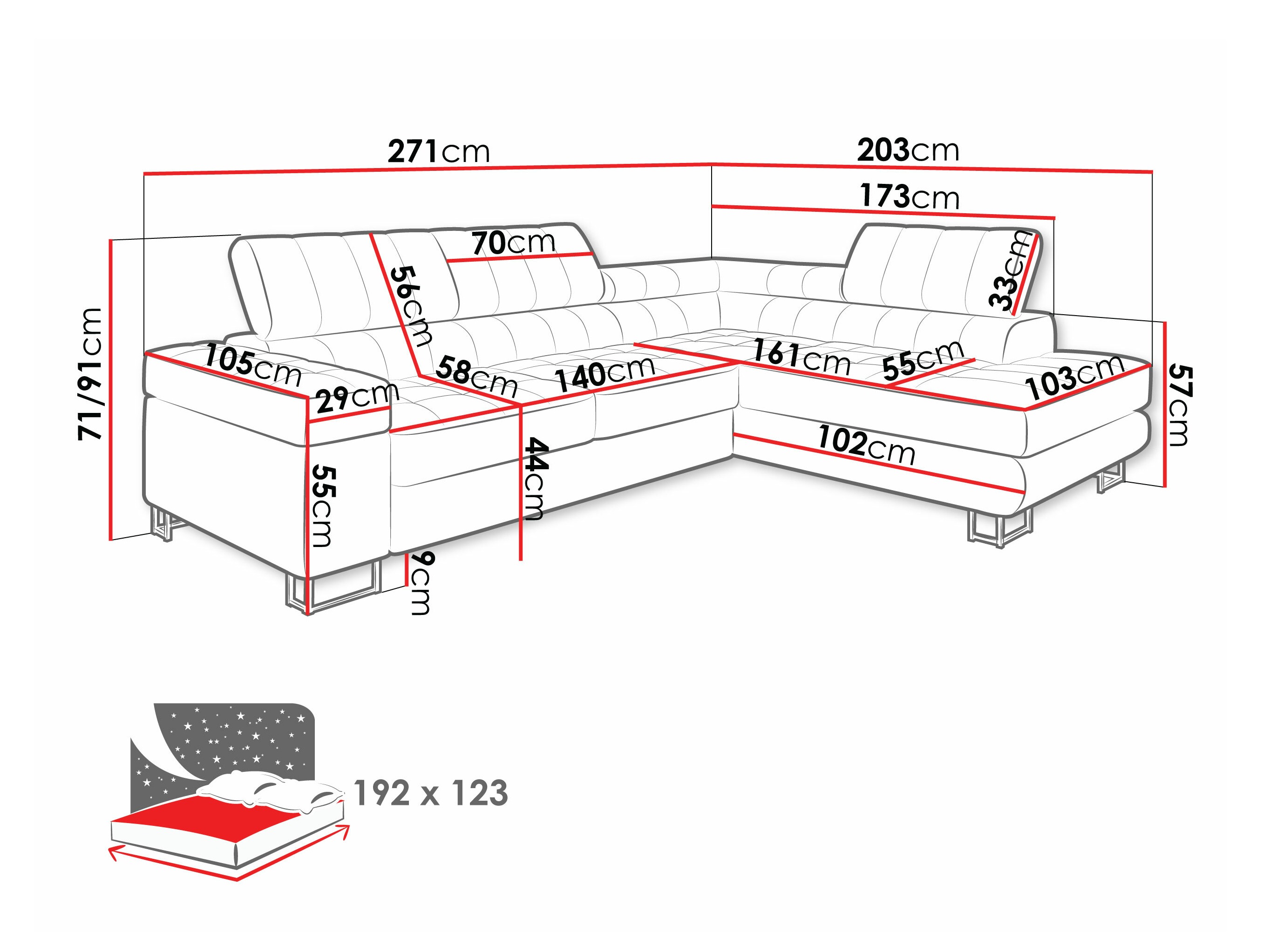 Corner sofa Comfivo Anima I (Venus velvet 2932)
