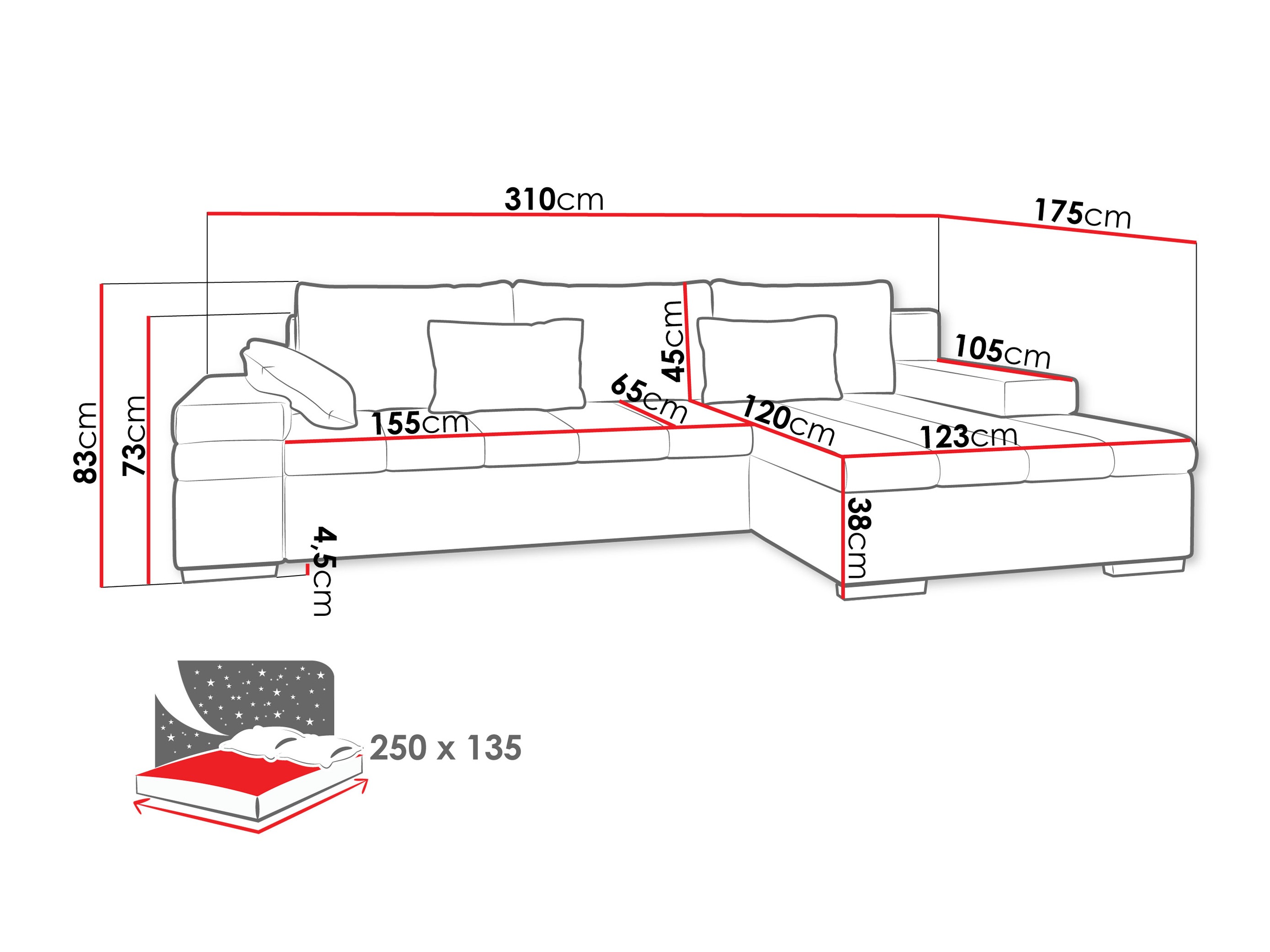 Corner sofa Comfivo Olivetum II (Zoya 03 + Piano 02)
