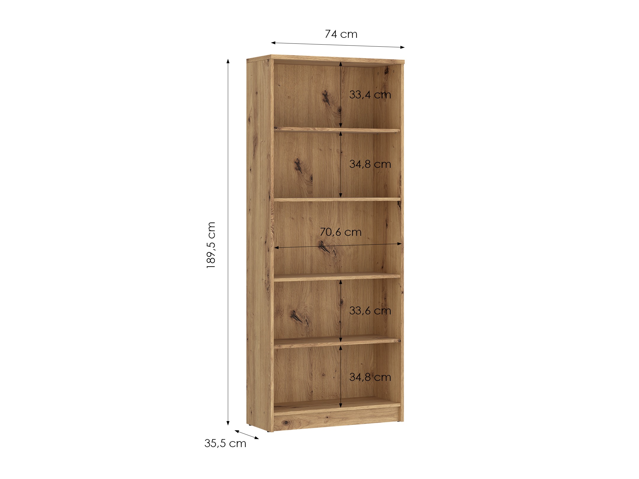 Bookcase Ontario 194 (Artisan oak)