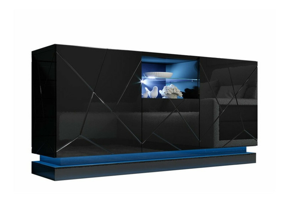 Sideboard Charlotte 186 (Black + Glossy black)
