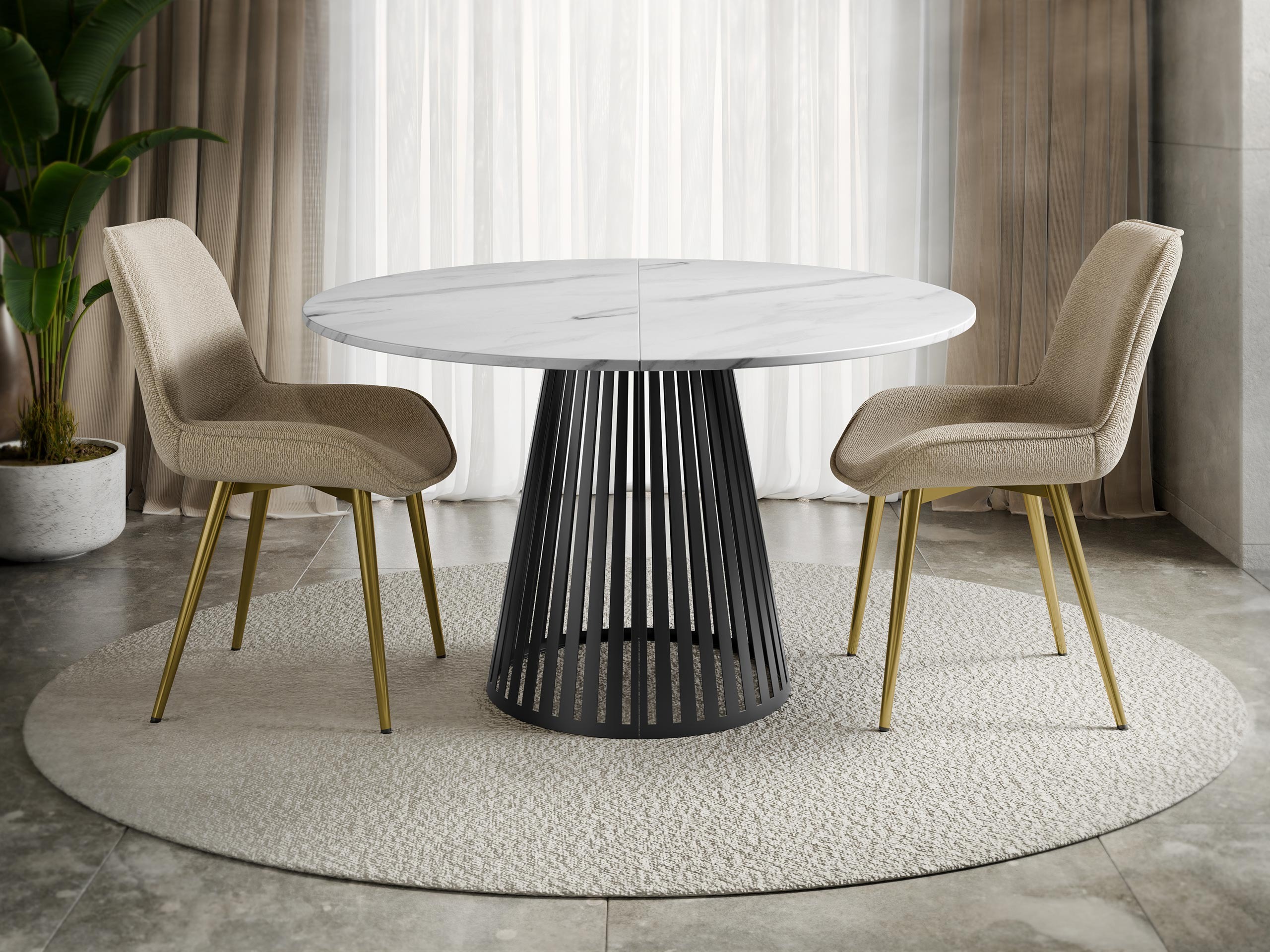 Table Prudentia (White marble + Black)