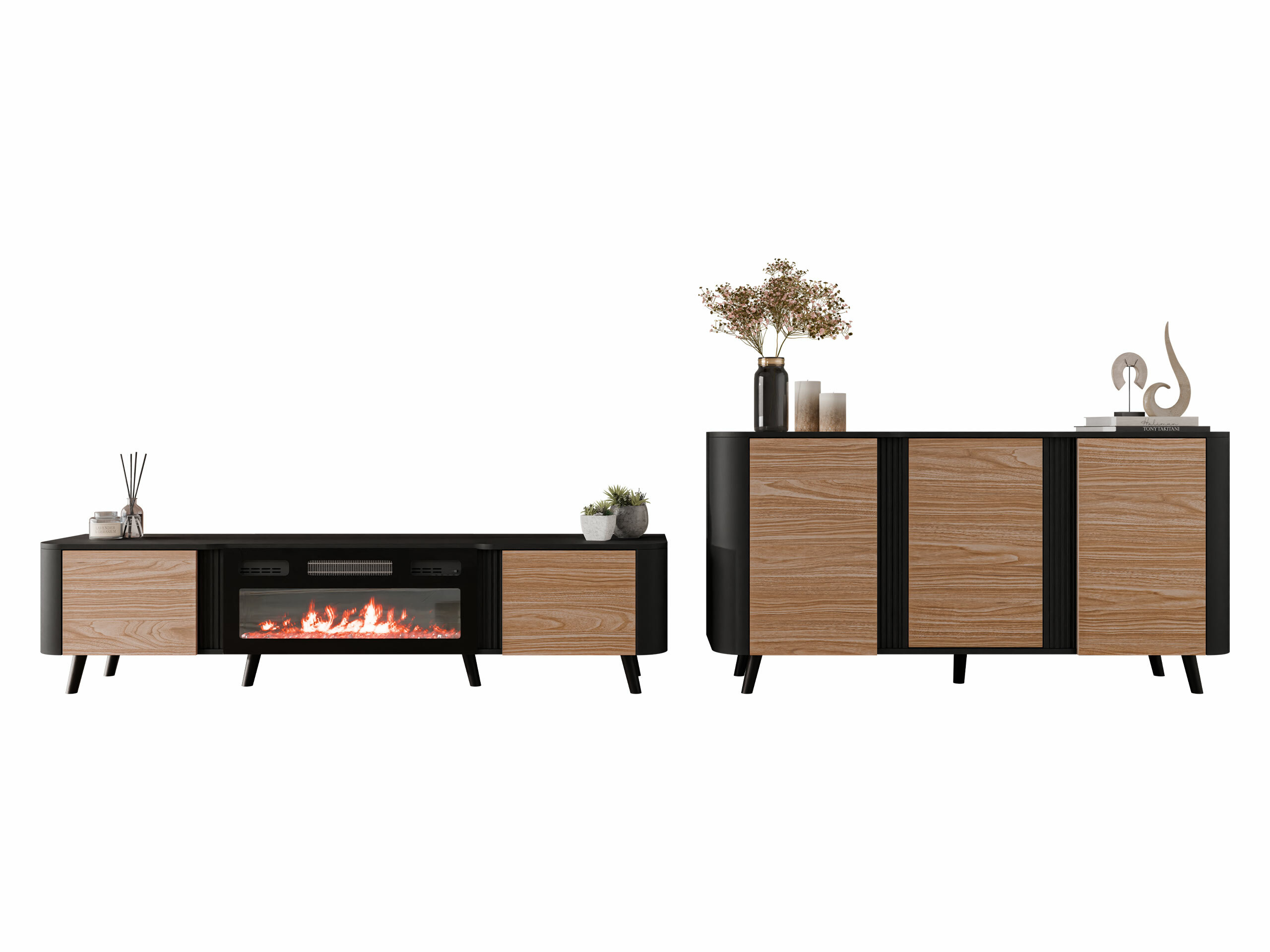 Living room set Modus (Black + Walnut)