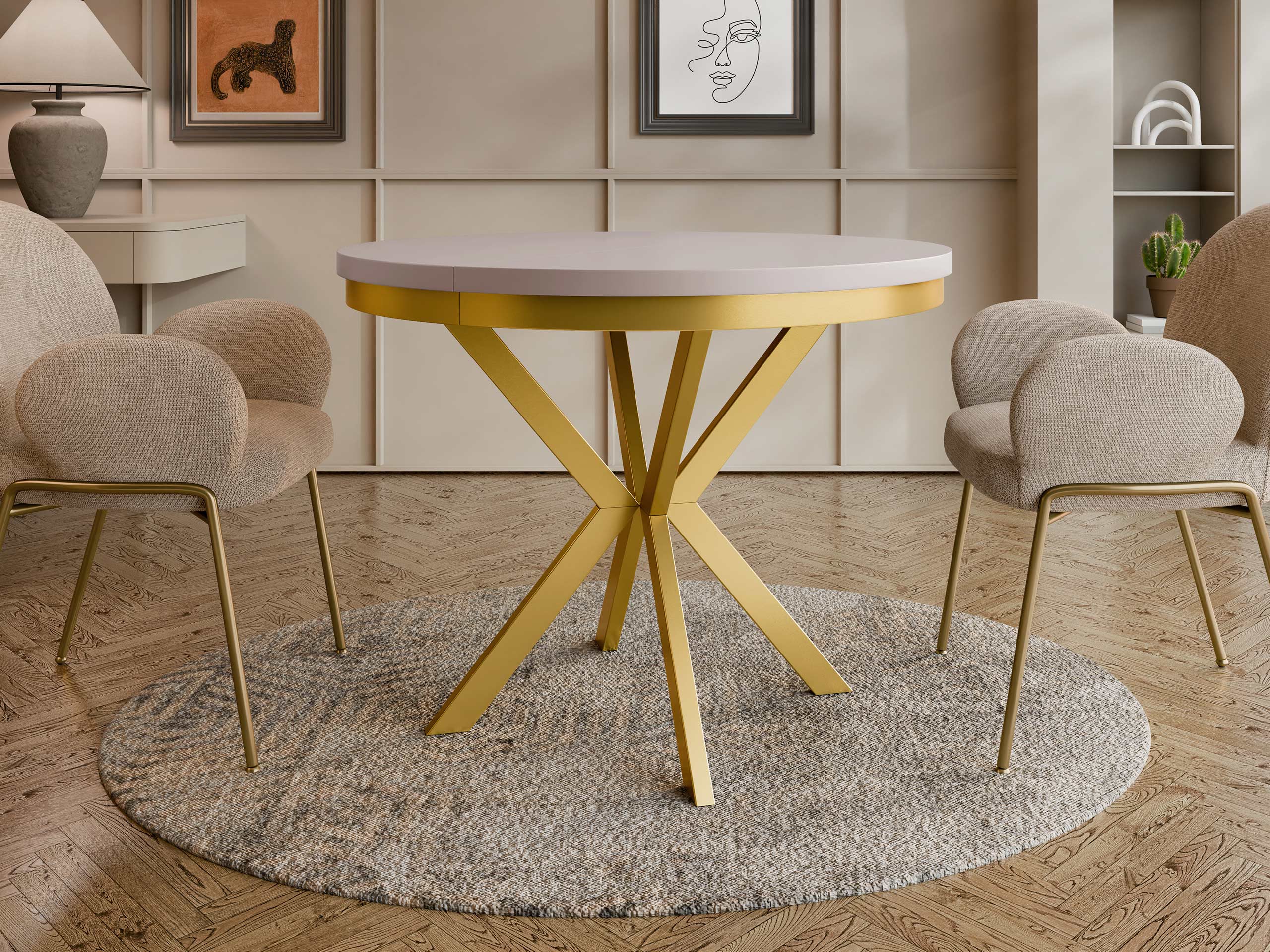 Table Oswego 155 (Cashmere + Golden)