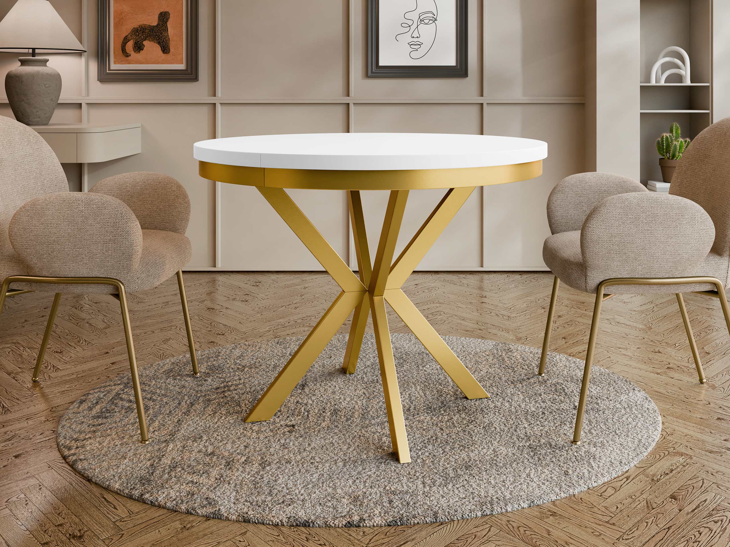 Table Oswego 155 (White + Golden)