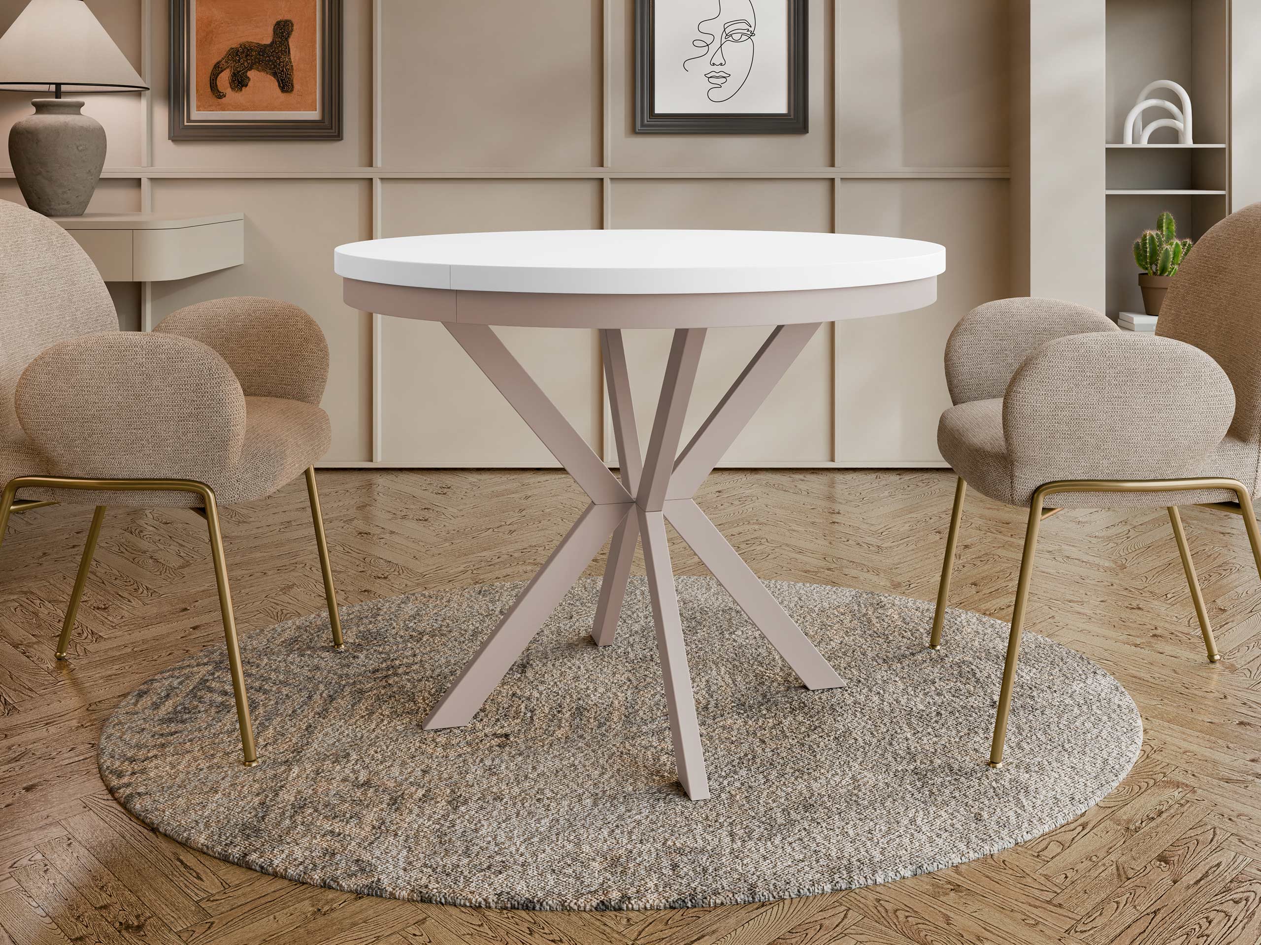 Table Oswego 157 (White + Cashmere)