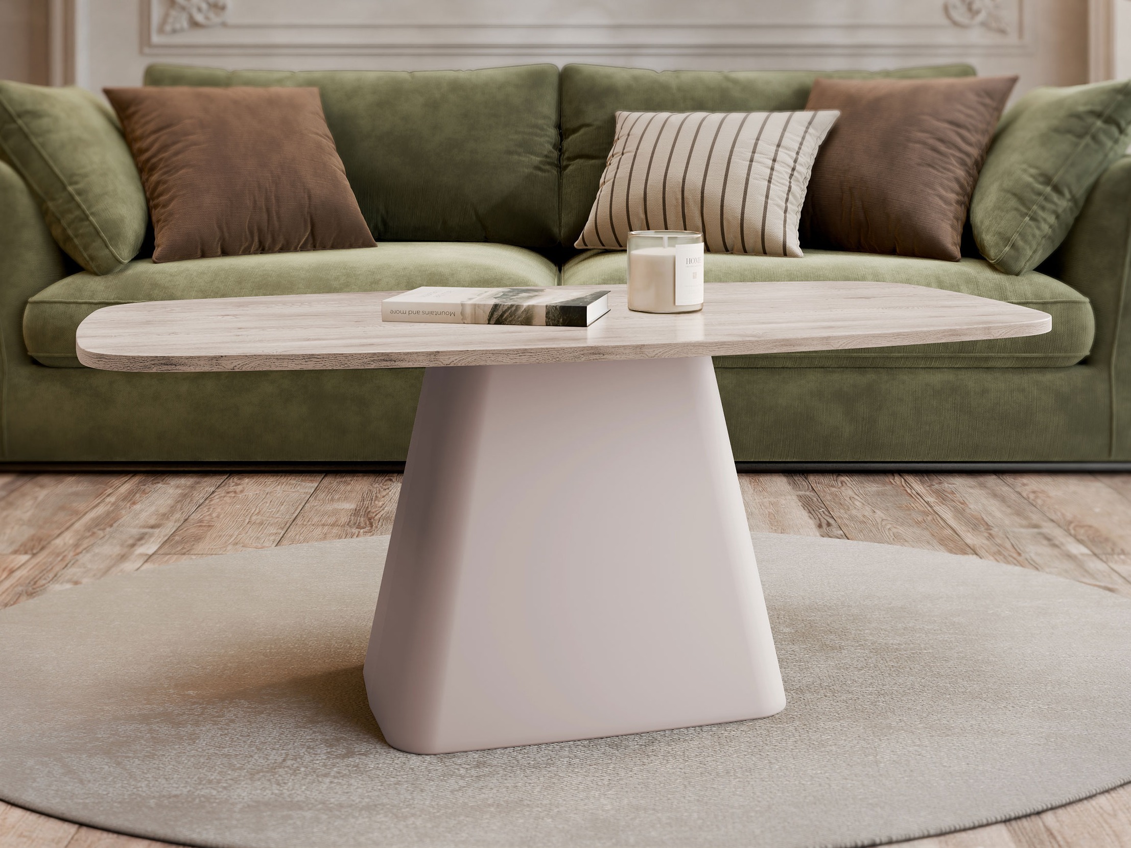 Coffee table Oswego 158 (Light wood + Cashmere)