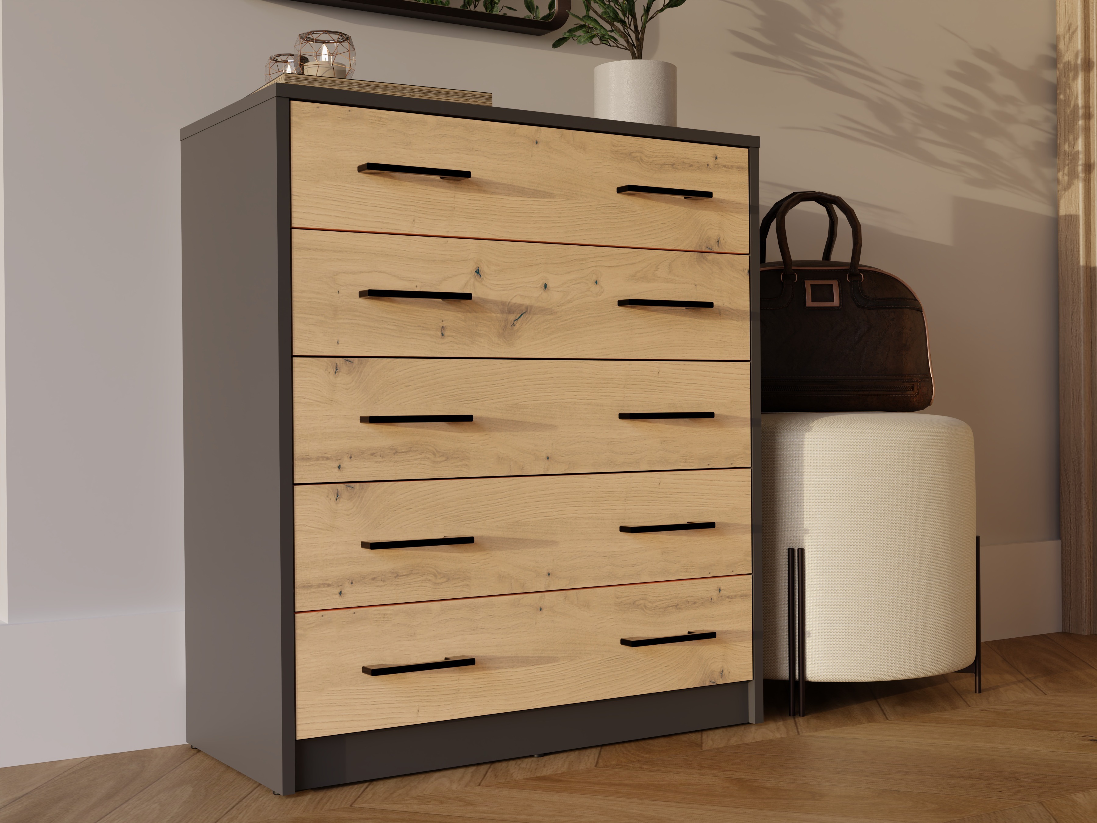 Shoe cabinet Mandeville 372 (Artisan oak + Anthracite)